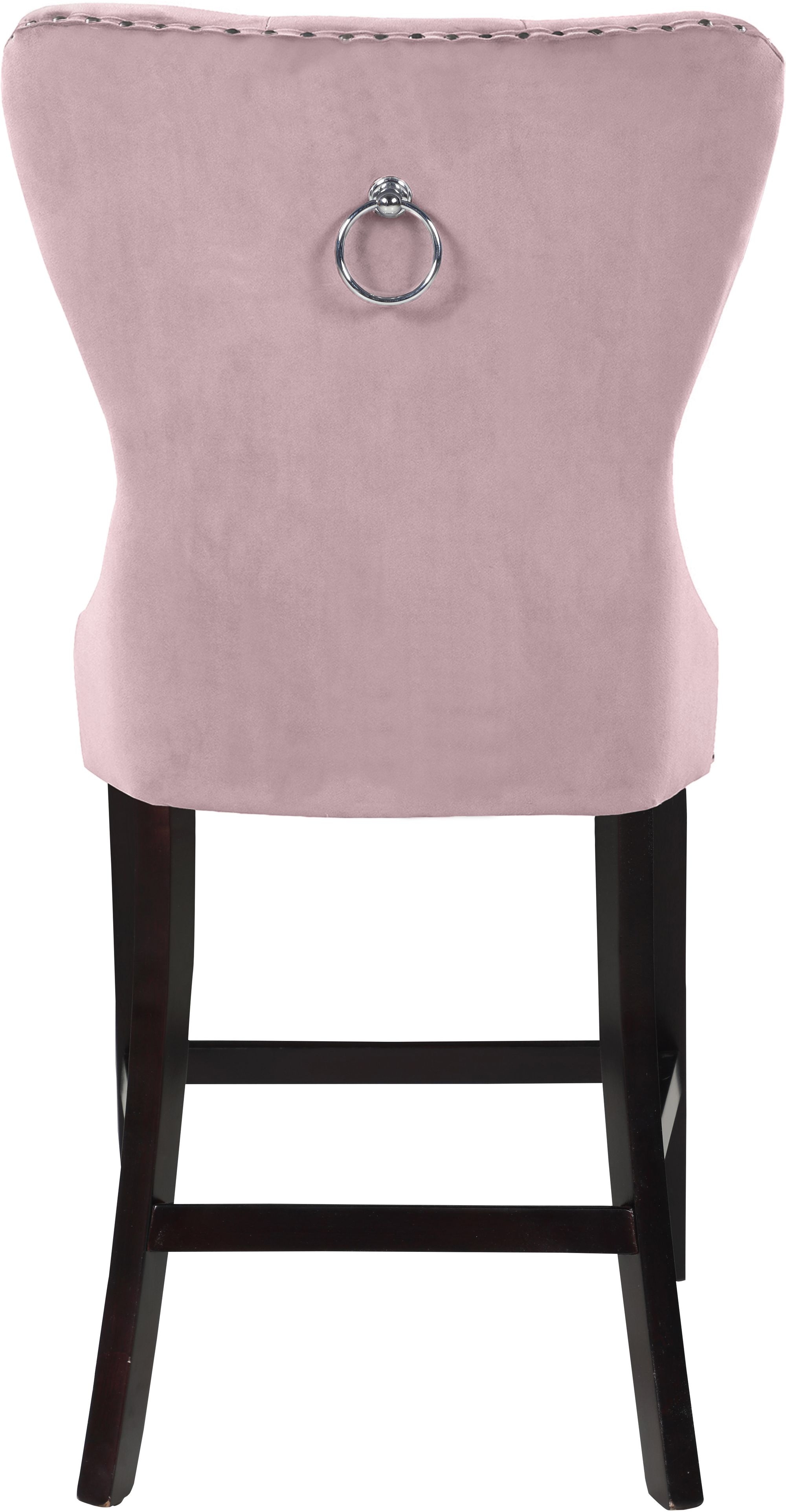 Nikki Velvet Counter Stool with Espresso Wood Legs