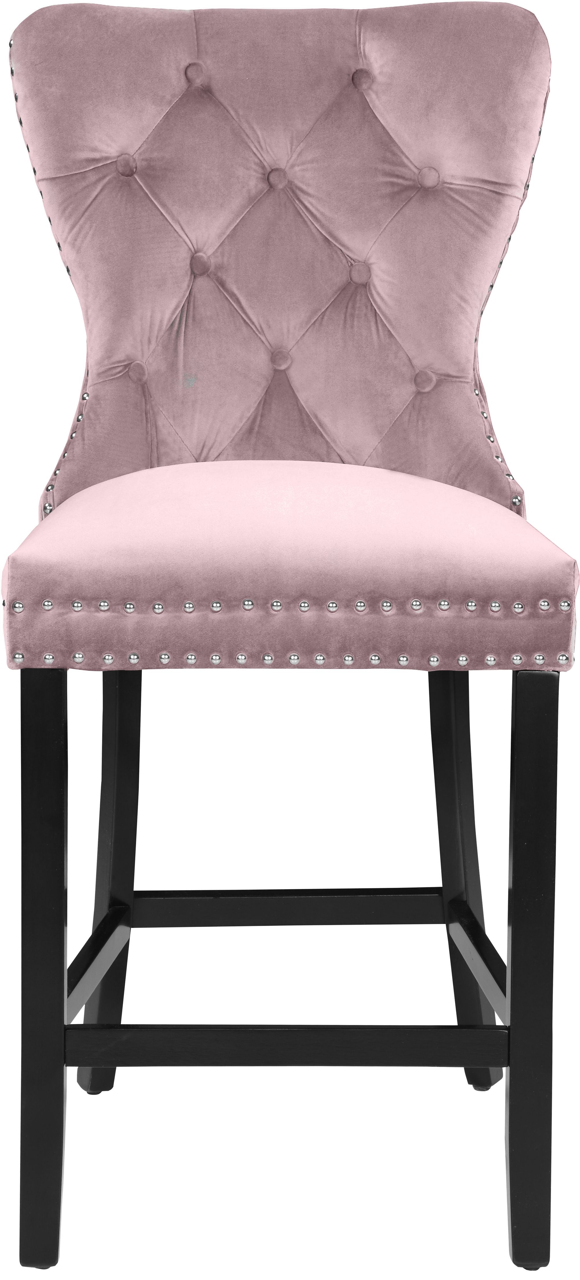 Nikki Velvet Counter Stool with Espresso Wood Legs