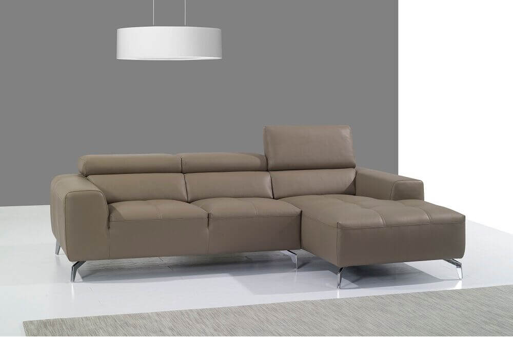 A978B Italian Leather Sectional, Right Arm Chaise Facing by J&M Furniture