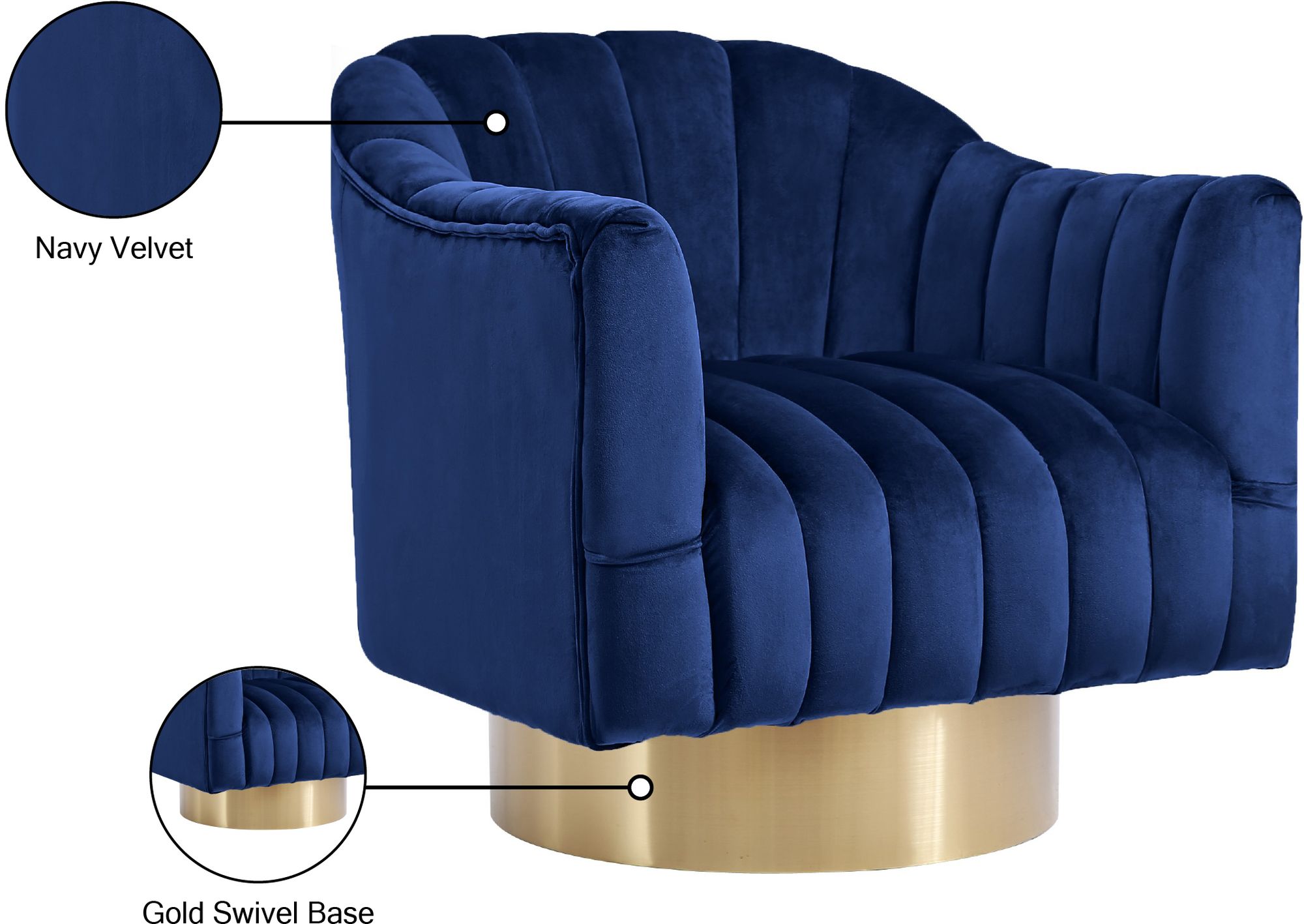Farrah Velvet Chair with Gold Swivel Base