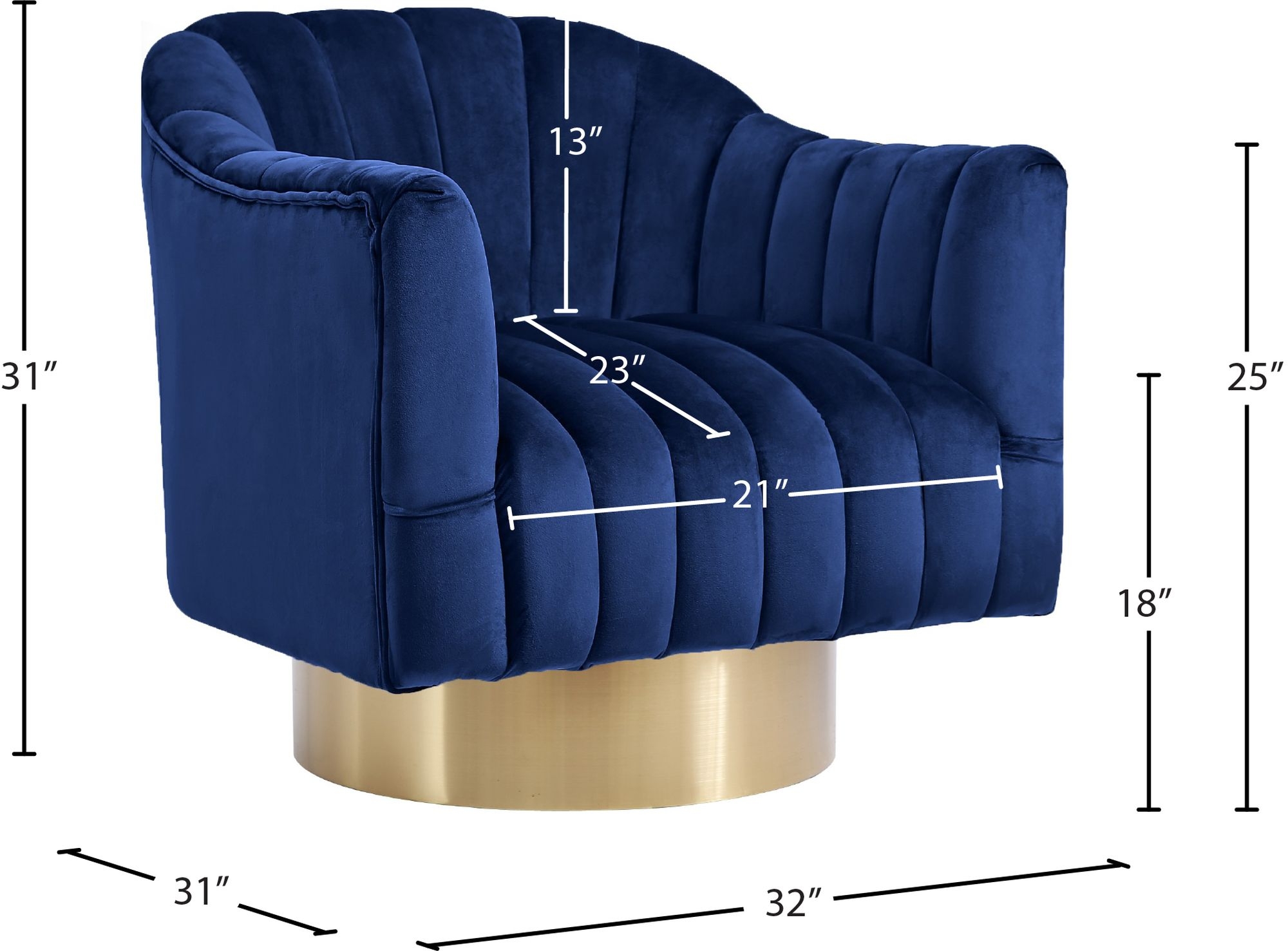Farrah Velvet Chair with Swivel Base