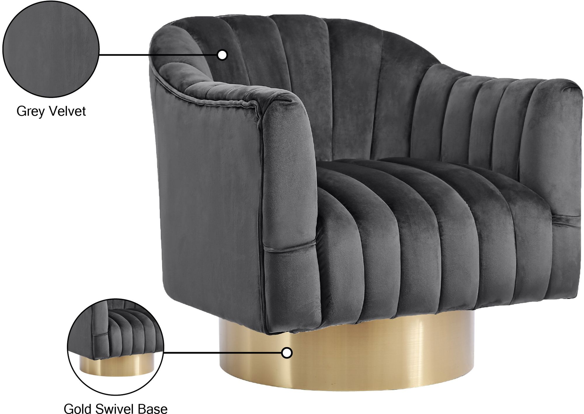 Farrah Velvet Chair with Gold Swivel Base