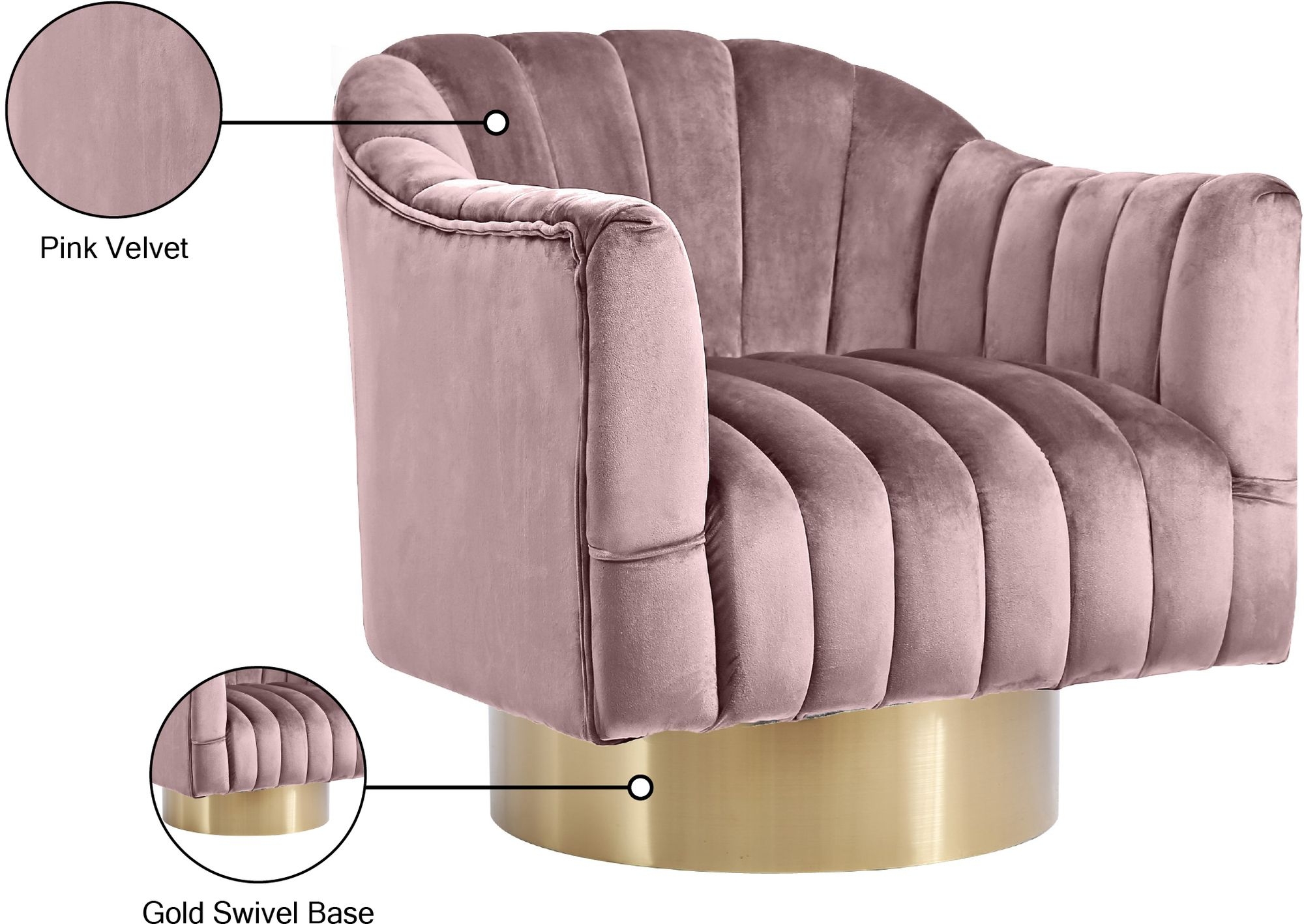 Farrah Velvet Chair with Swivel Base