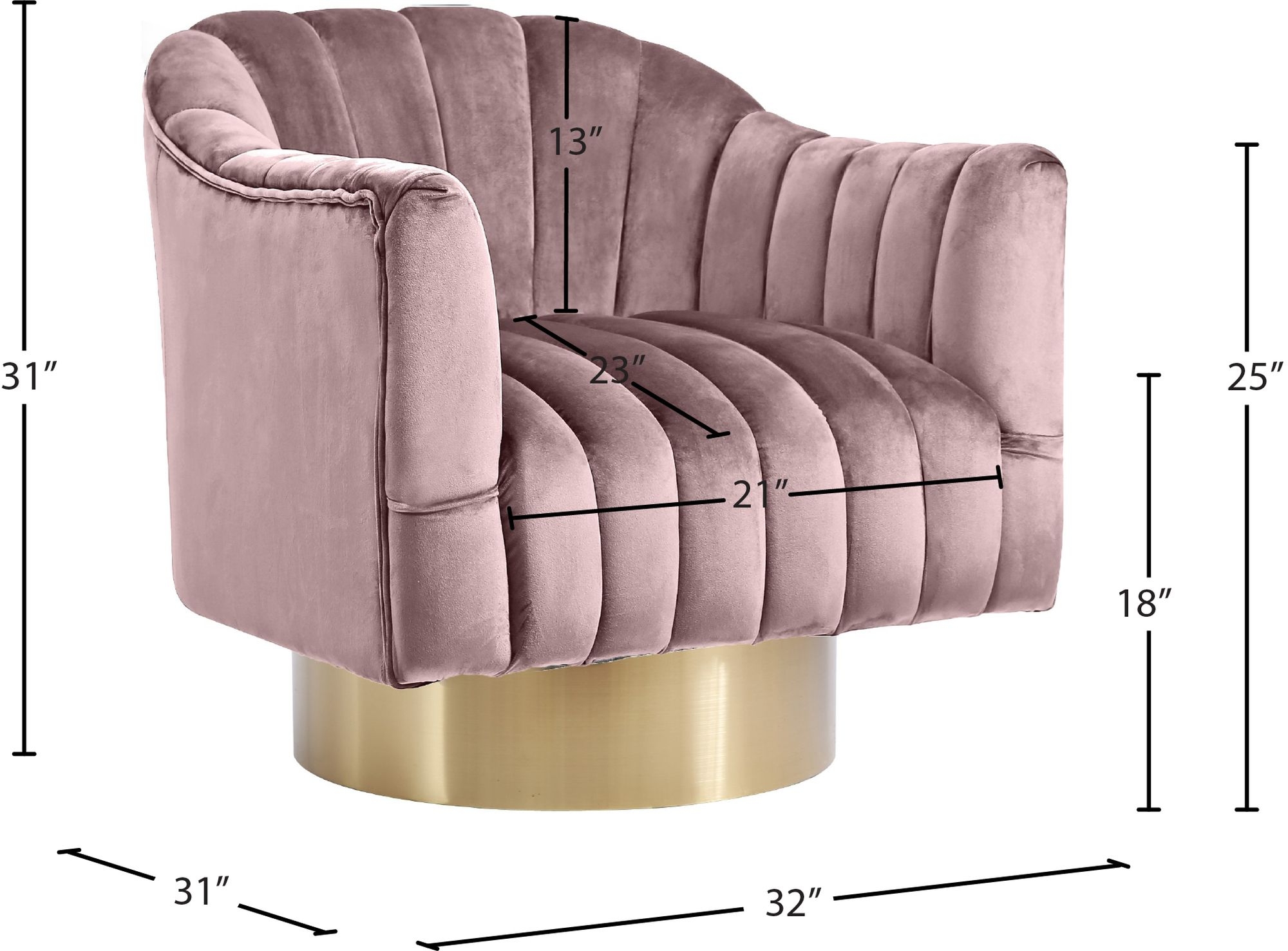 Farrah Velvet Chair with Swivel Base