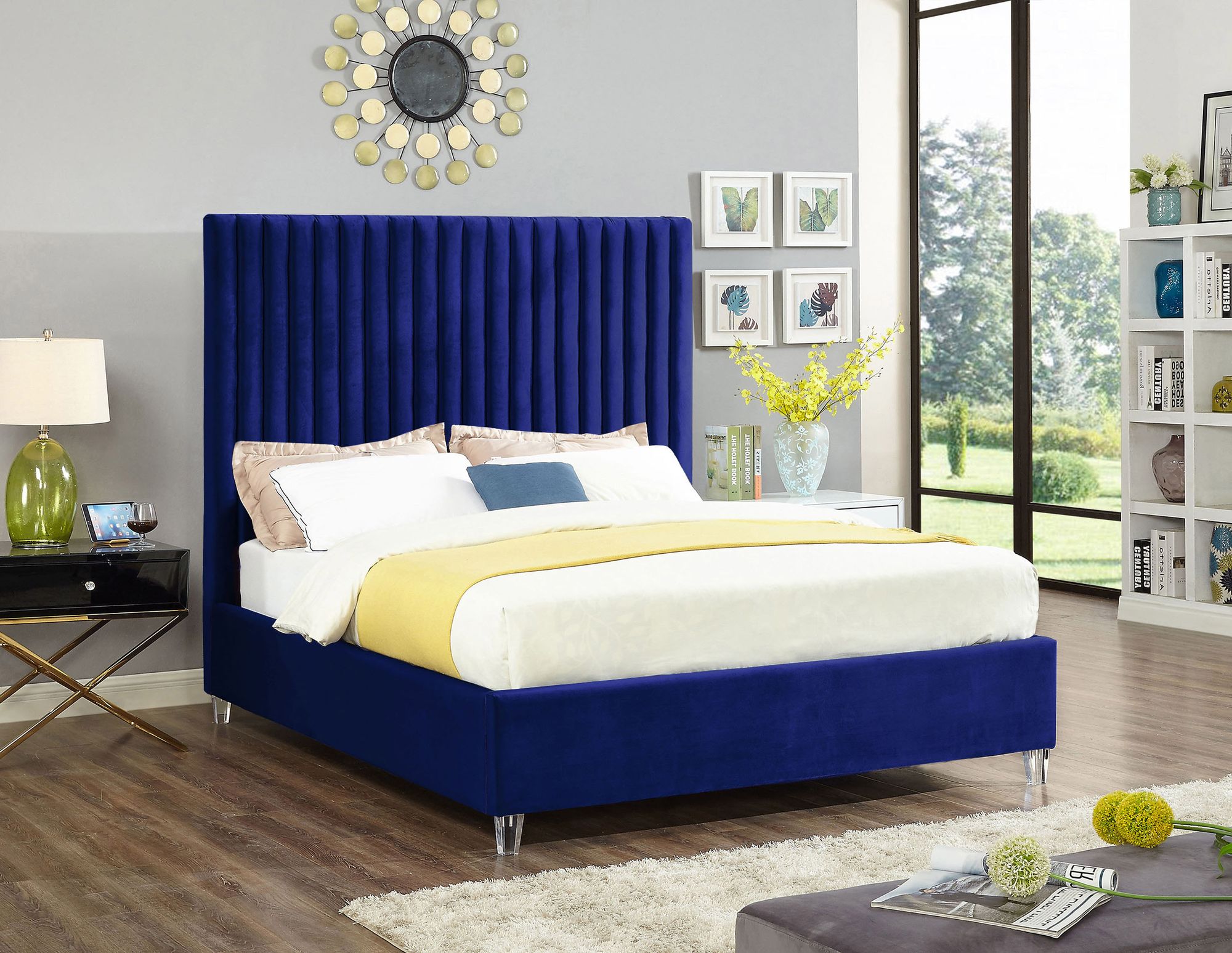 Candace Velvet Queen Size Bed