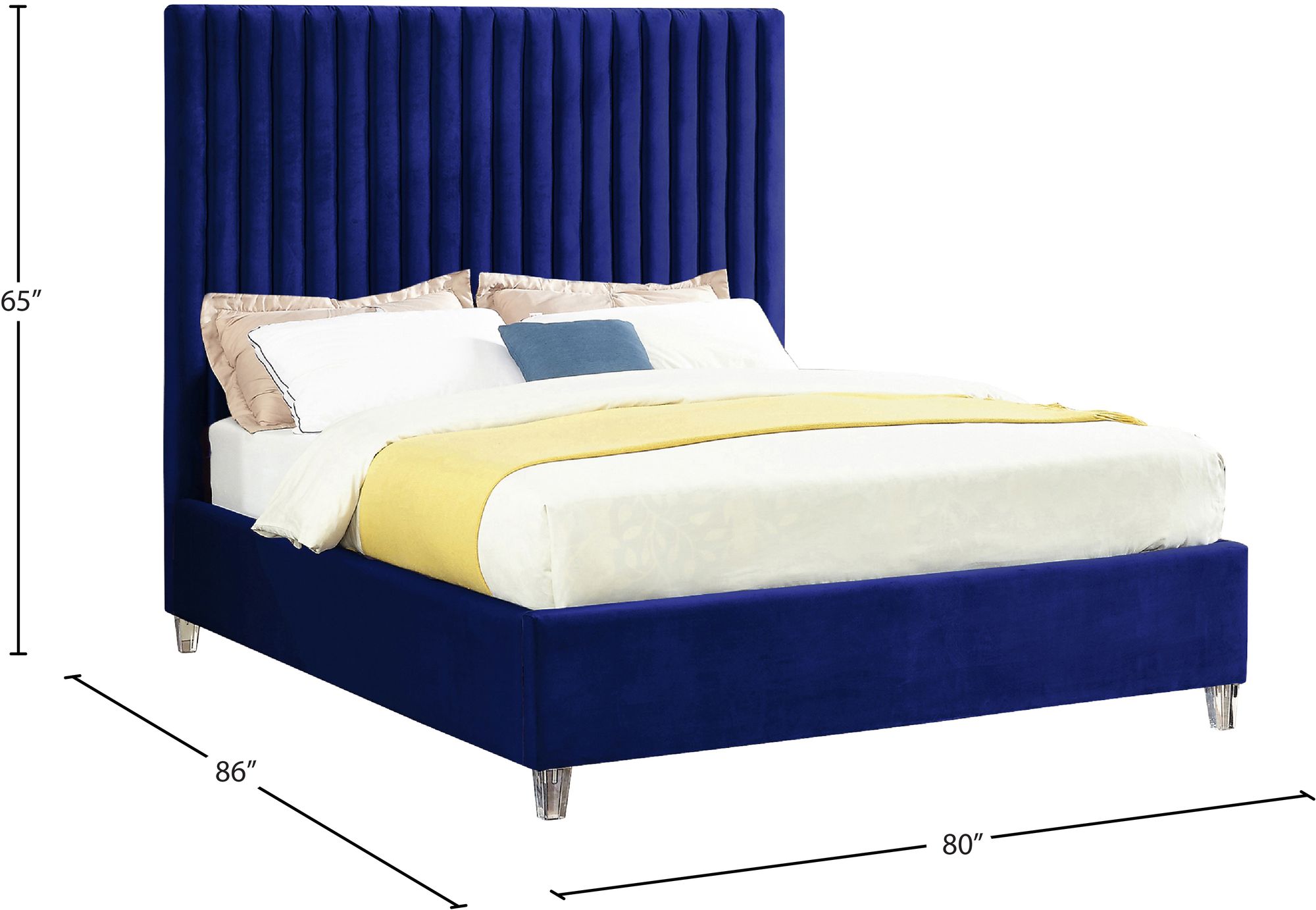 Candace Velvet King Size Bed