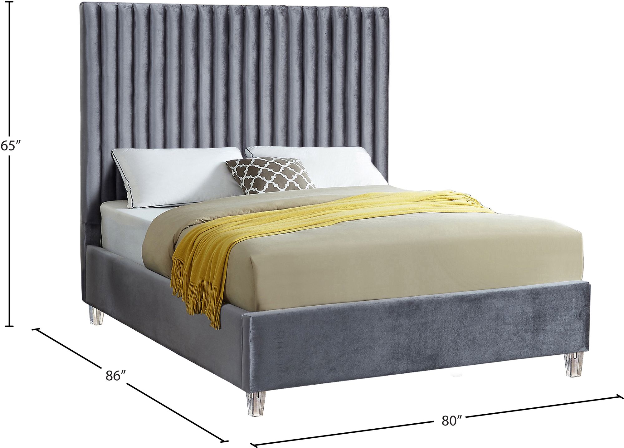 Candace Velvet King Size Bed