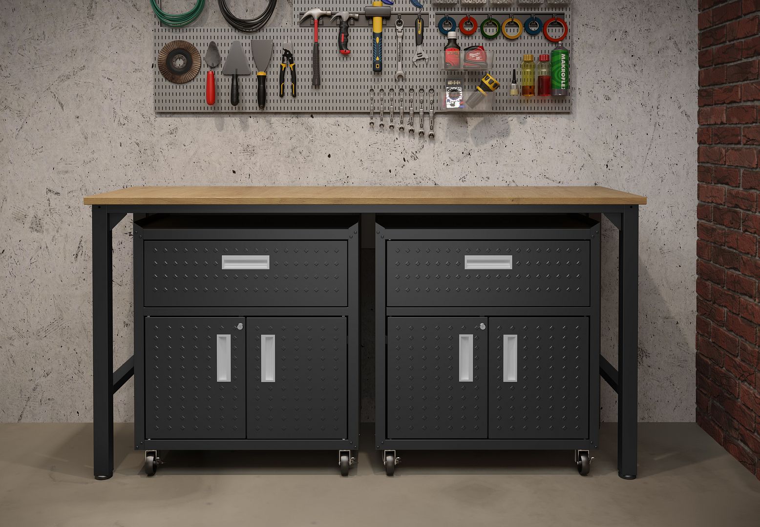 Fortress 3-Piece Textured Metal Garage Storage Set, Composition 4