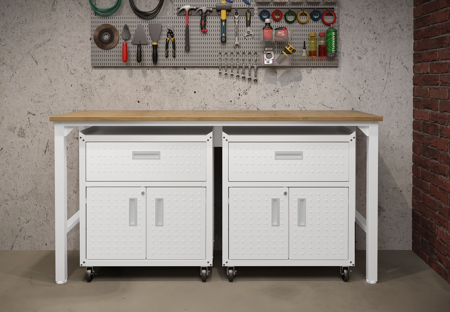 Fortress 3-Piece Textured Metal Garage Storage Set, Composition 4