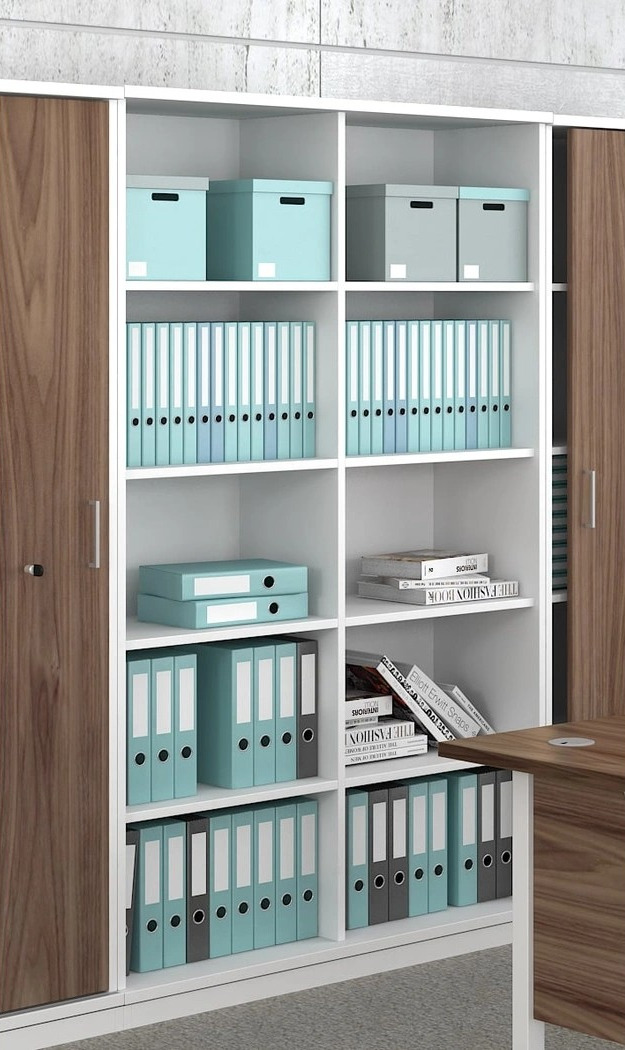 Uni H88" Melamine Office Lockable Cabinet w/4 Shelves & 2 Doors
