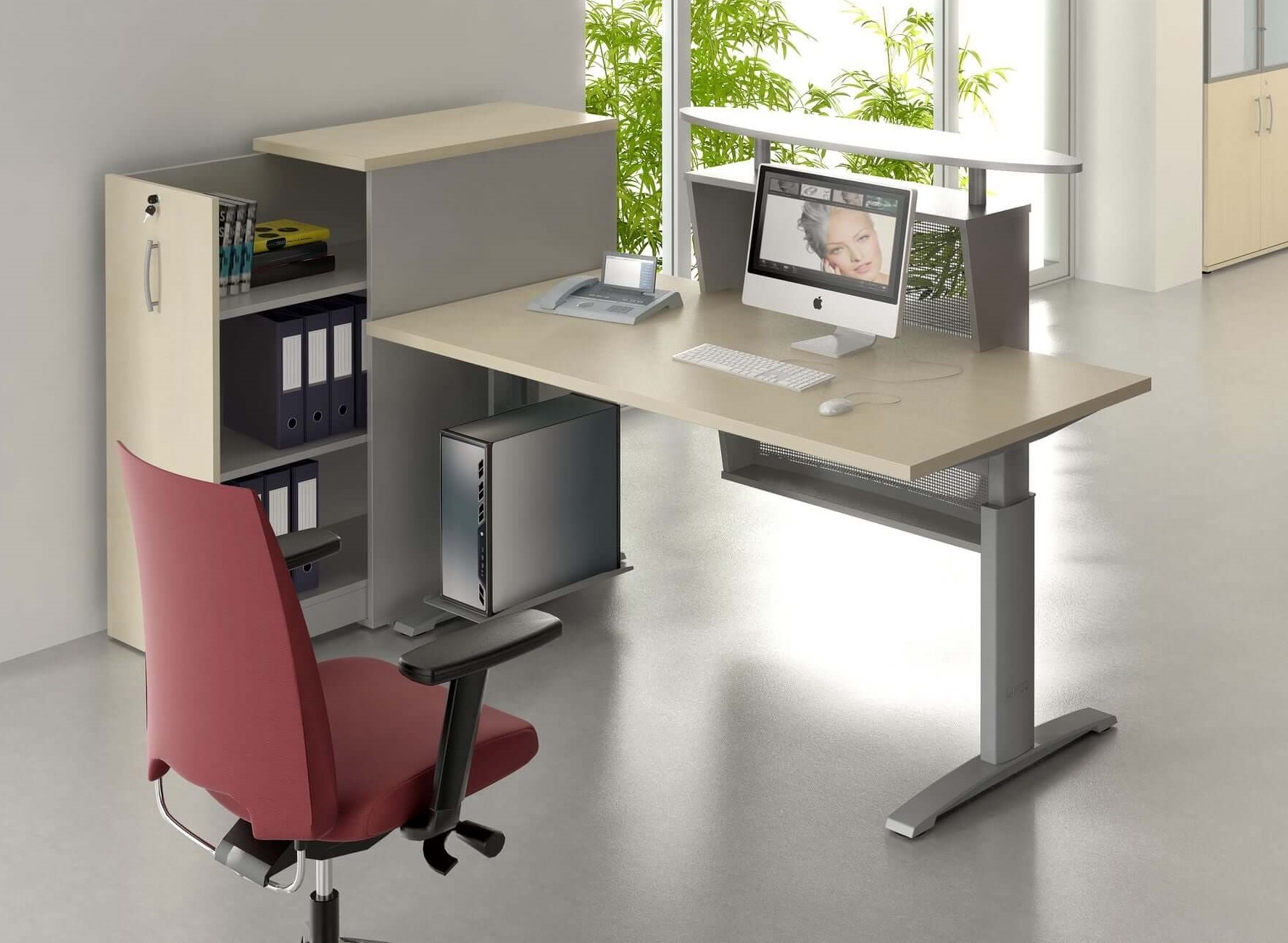 Ergonomic Master MFC Rectangular Office Desk w/Manual Height Adjustment