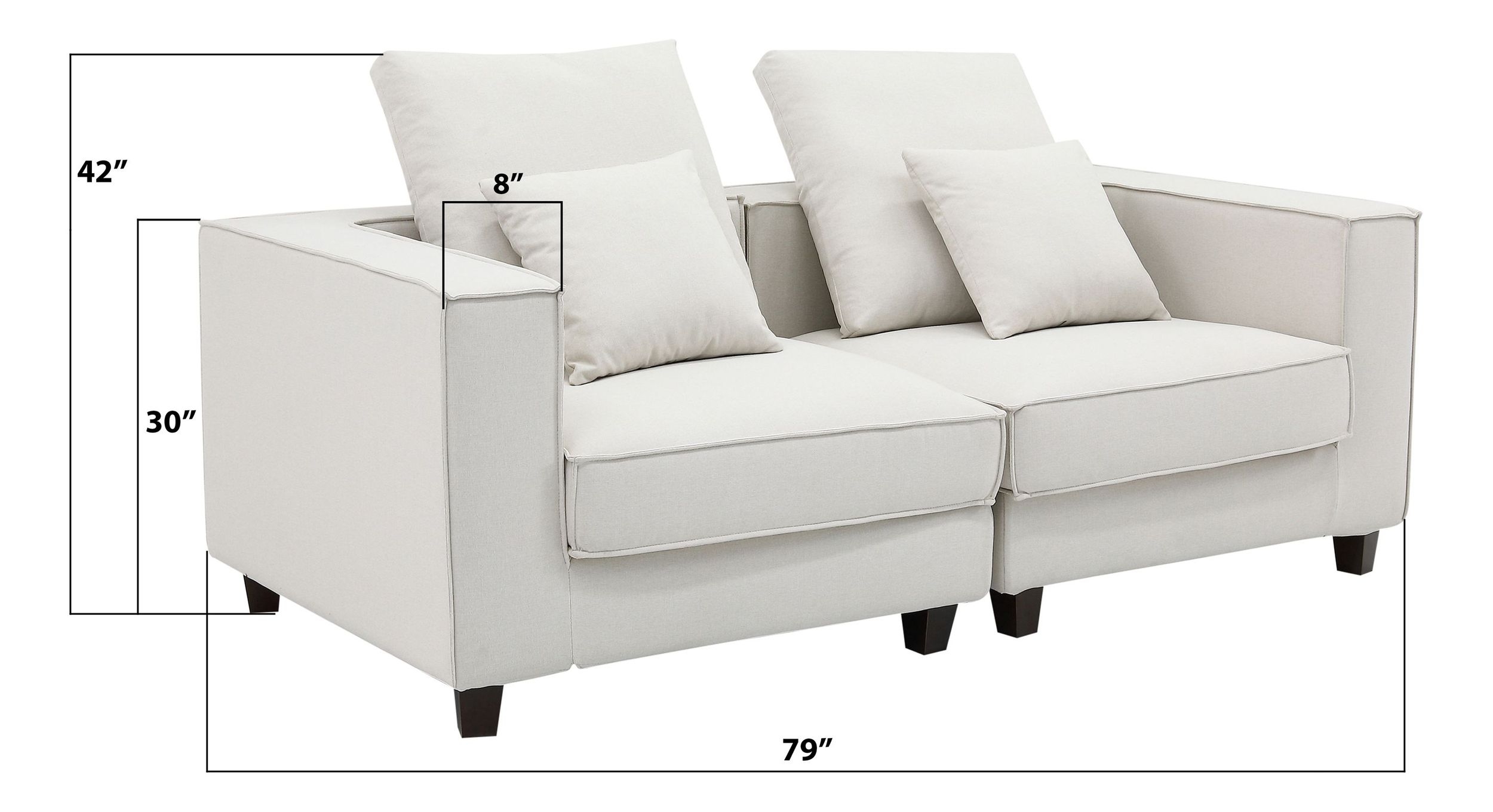 Apollo Luxury Linen Modular Loveseat Sofa