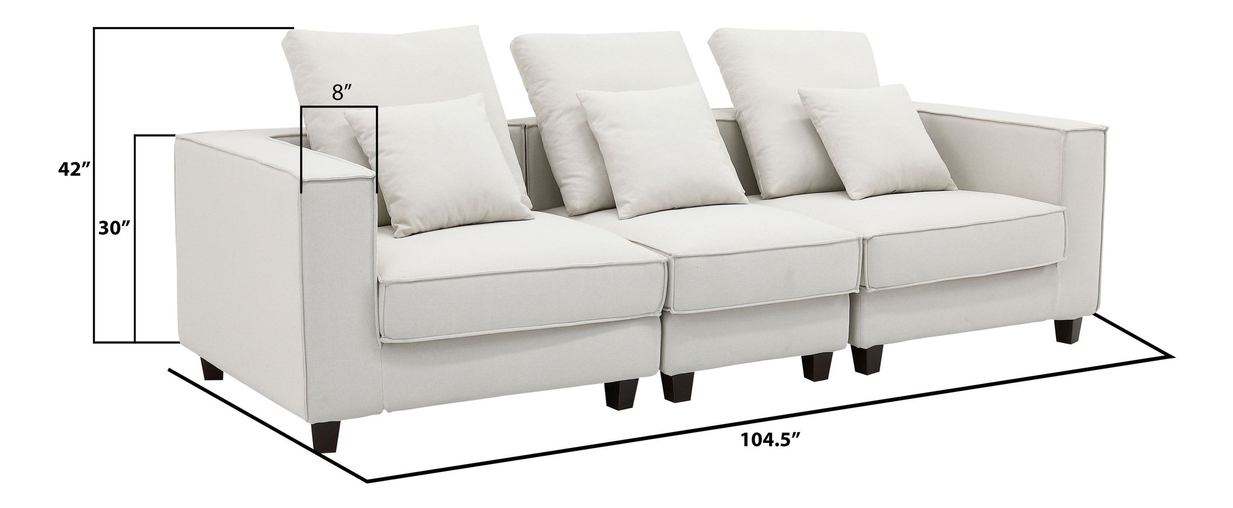 Apollo Luxury Linen Modular 3-Piece Sofa Set