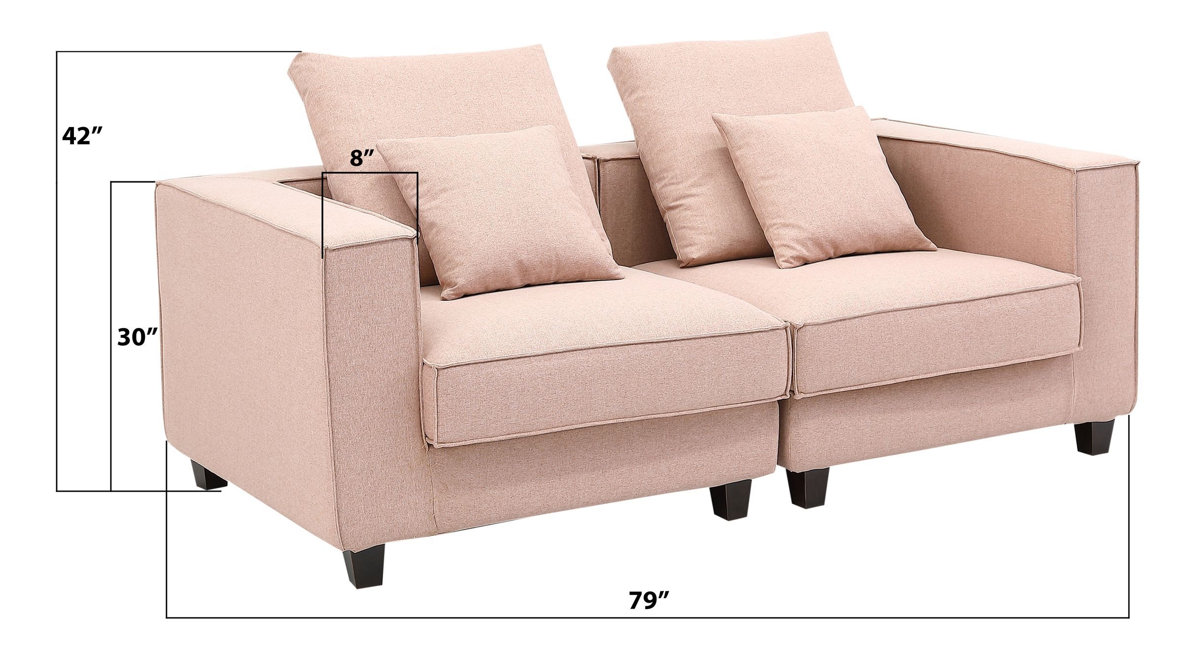 Apollo Luxury Linen Modular Loveseat Sofa