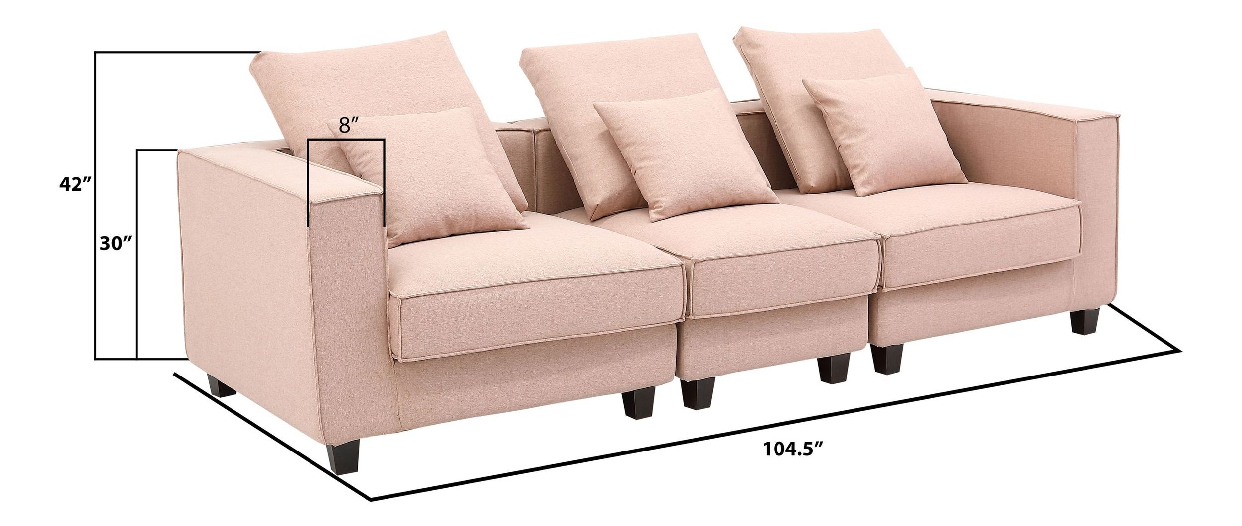 Apollo Luxury Linen Modular 3-Piece Sofa Set