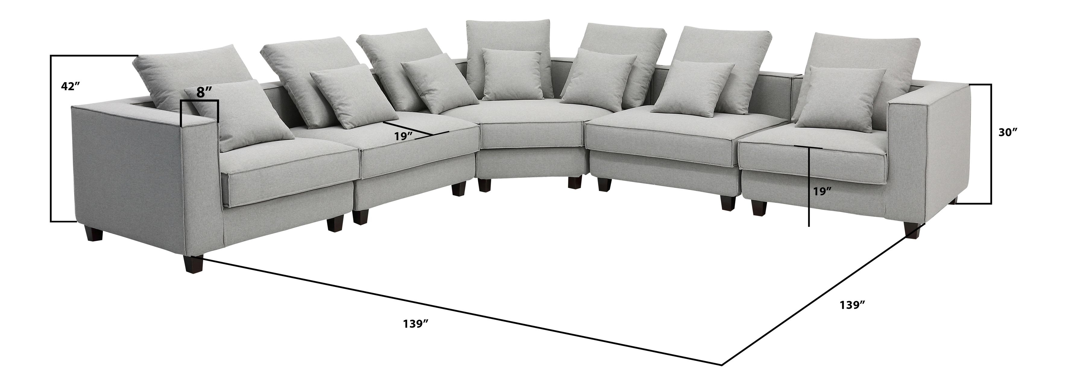 L-Shape 5-Piece Sectional Sofa Set with Ottoman