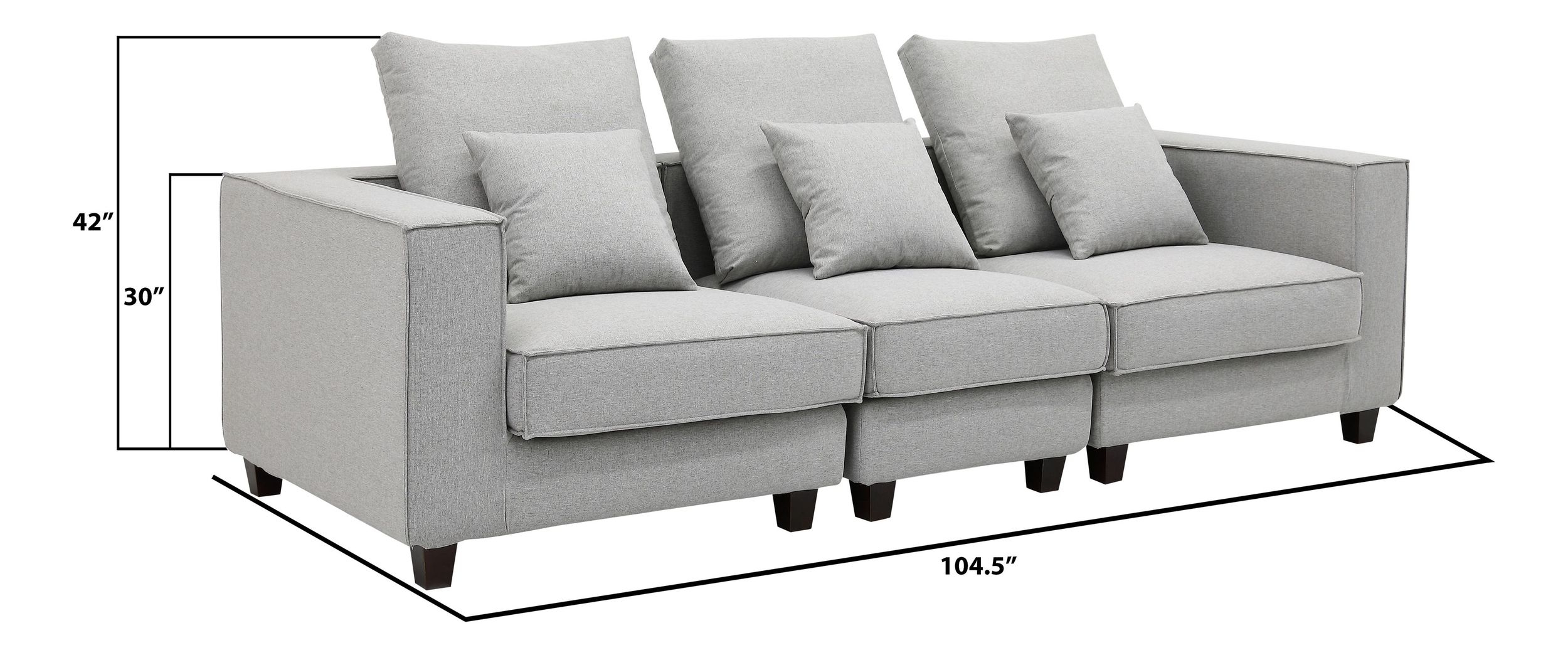 Apollo Luxury Linen Modular 3-Piece Sofa Set