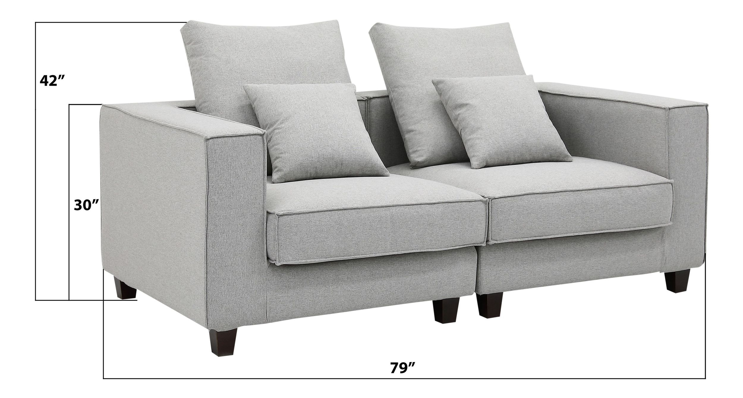 Apollo Luxury Linen Modular Loveseat Sofa