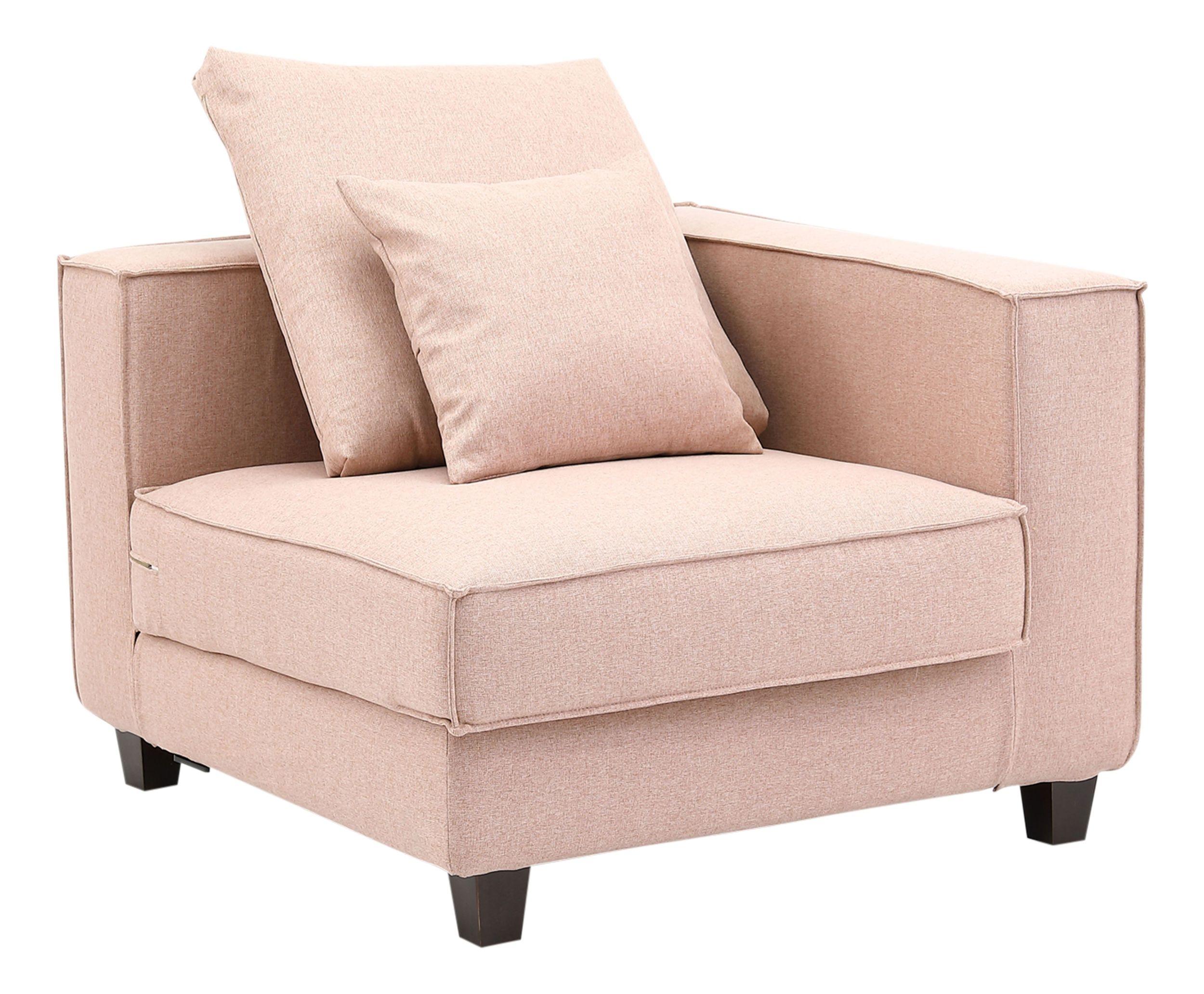 Apollo Luxury Linen Modular L-Shape 5-Piece Sectional Sofa Set with Ottoman