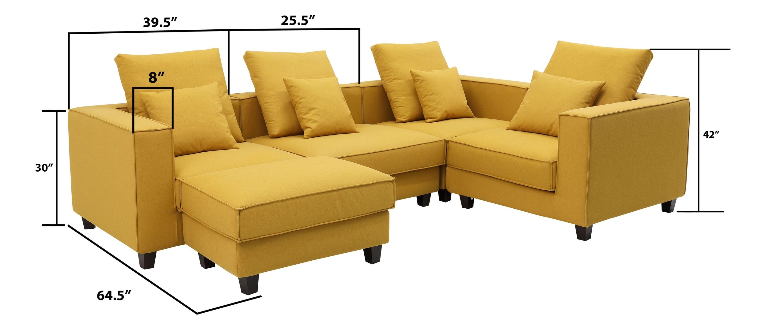 Apollo Luxury Linen Yellow 5-Piece Sectional Sofa Set