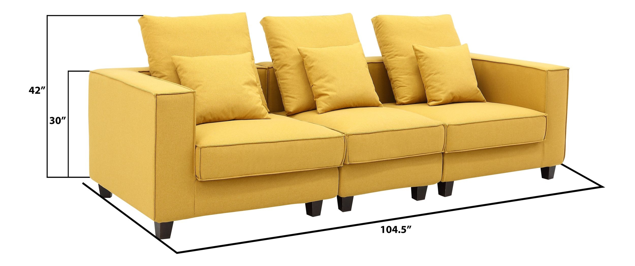 Apollo Luxury Linen Modular 3-Piece Sofa Set