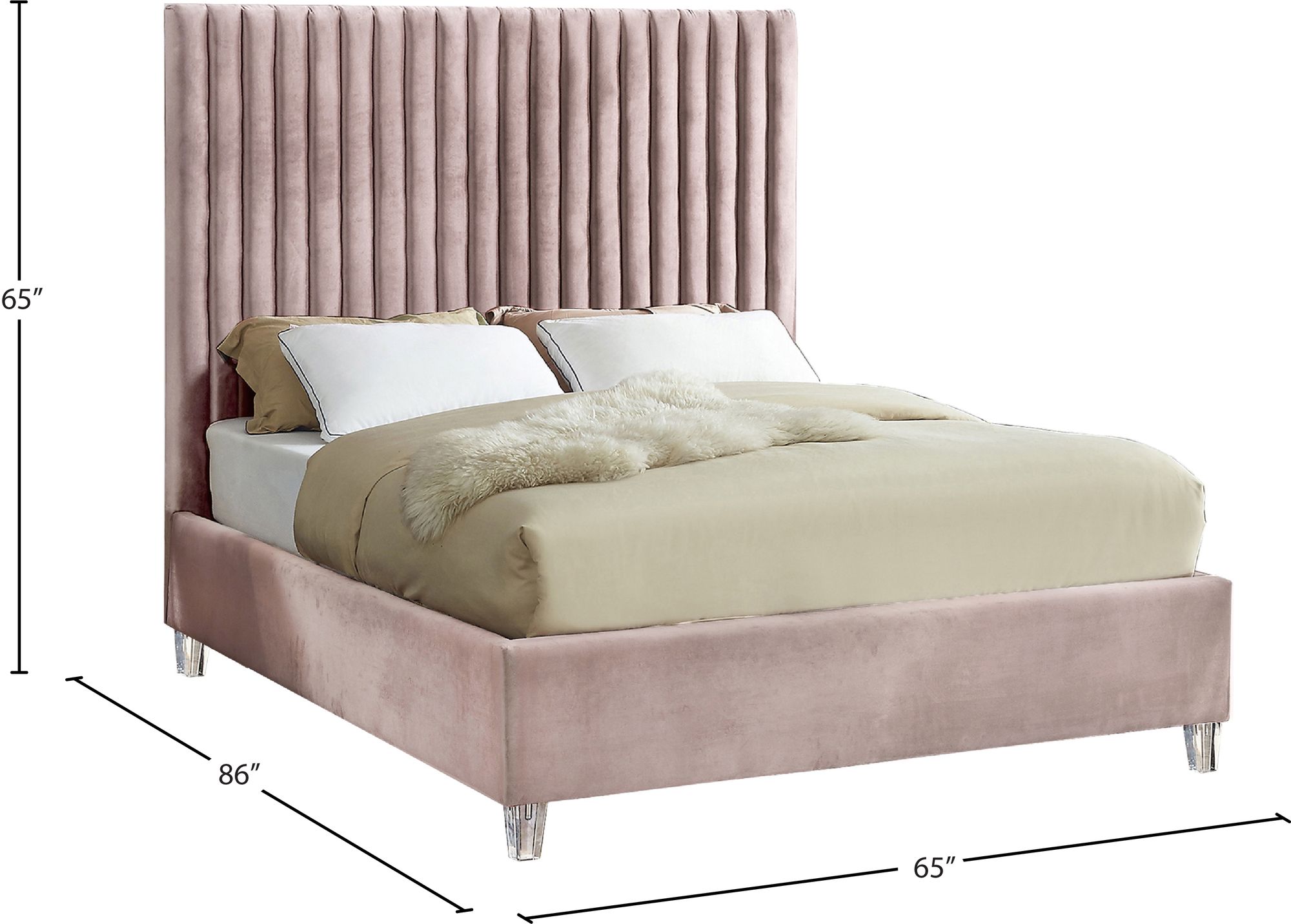 Candace Velvet Queen Size Bed
