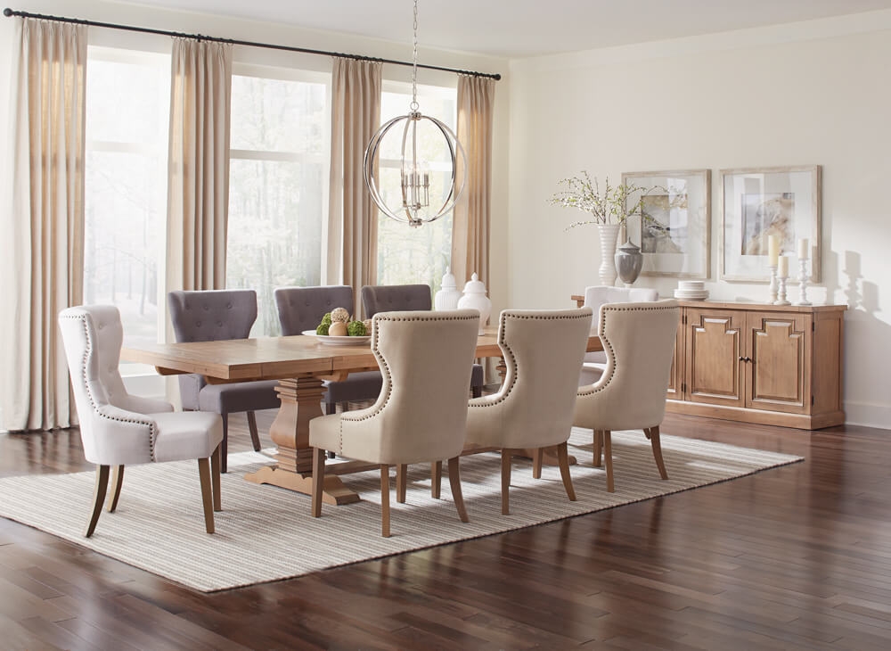Florence Wood Rectangular Double Pedestal Extendable Dining Table