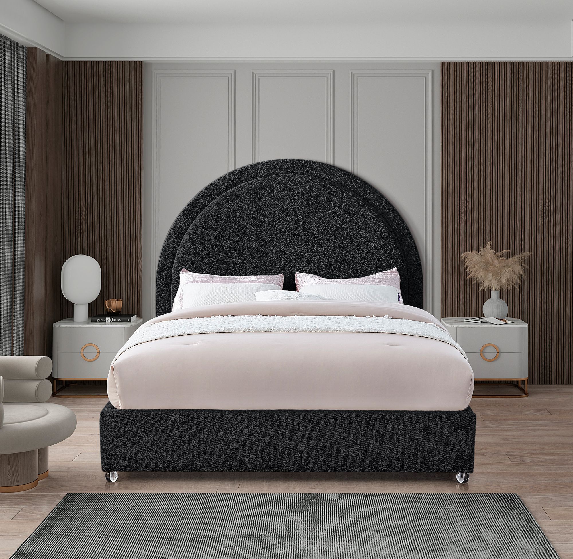 Milo Boucle Fabric King Size Bed