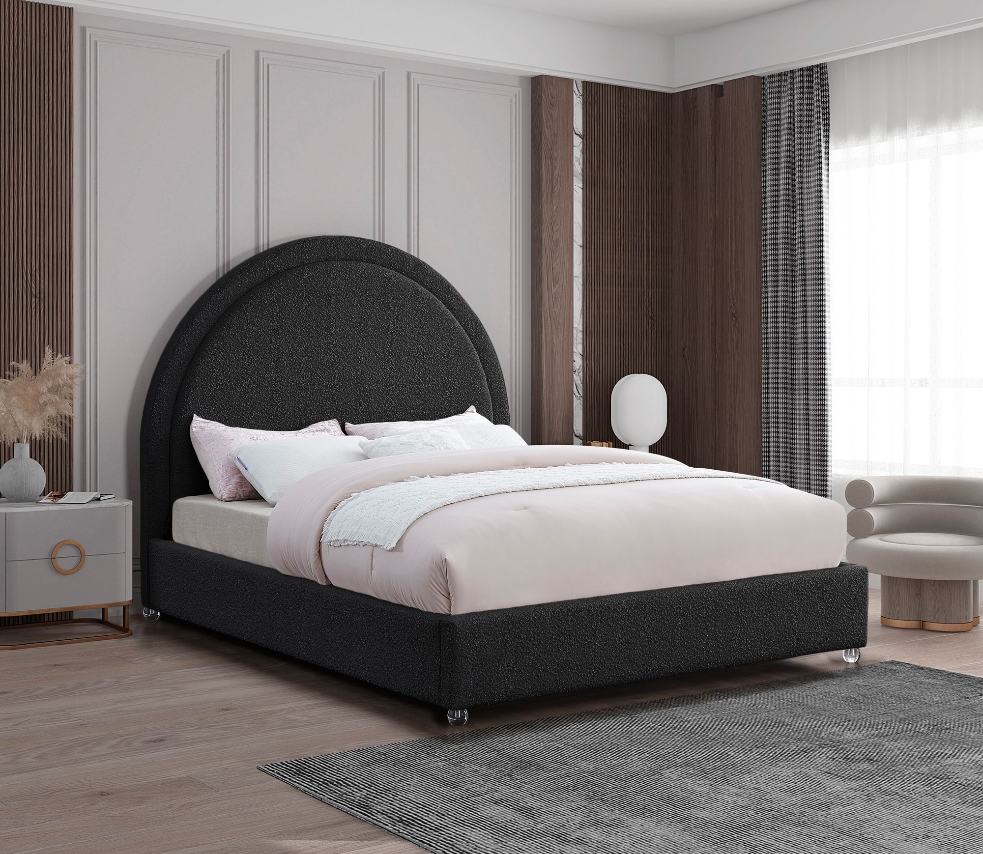 Milo Boucle Fabric Queen Size Bed