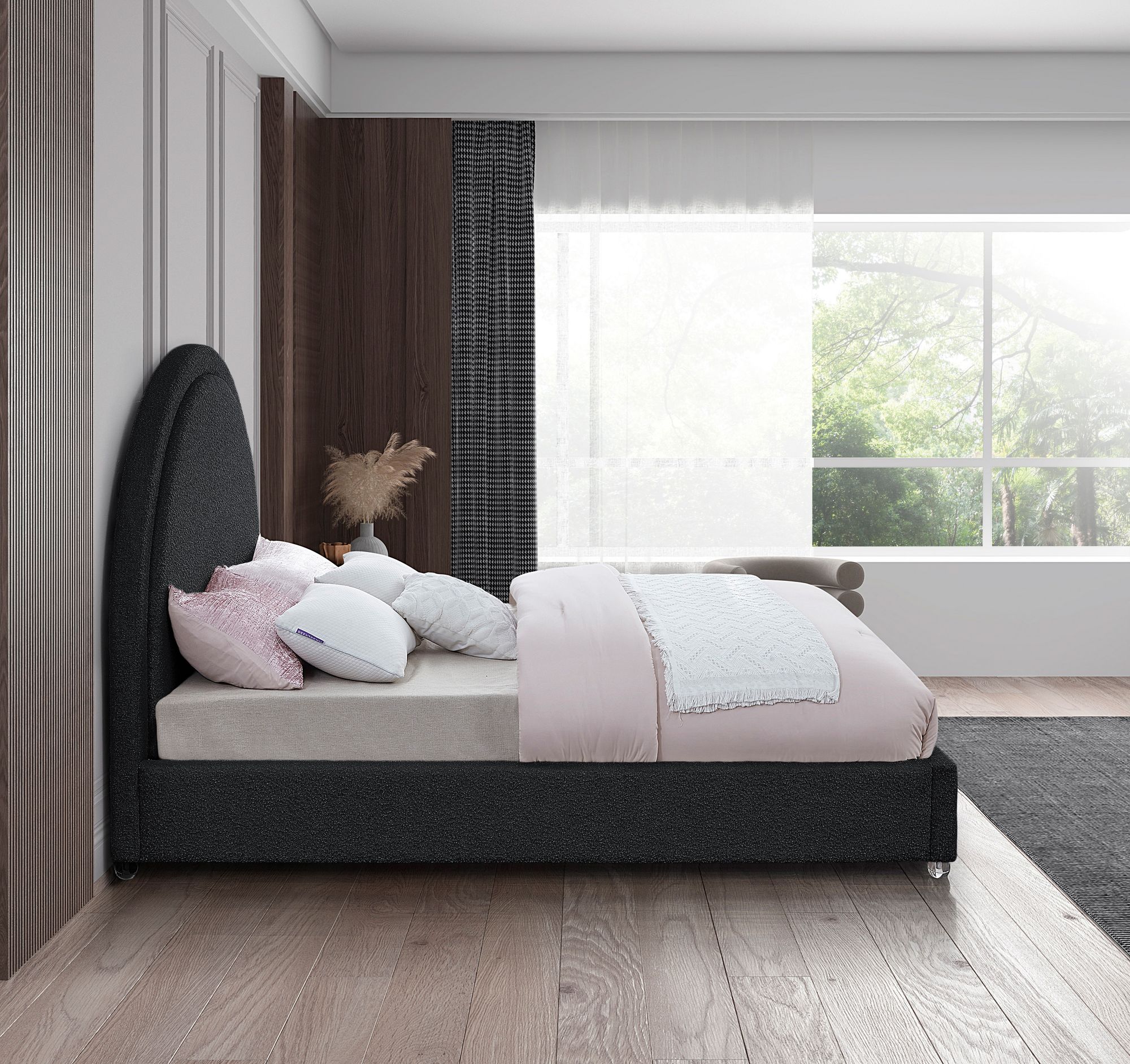 Milo Boucle Fabric Queen Size Bed