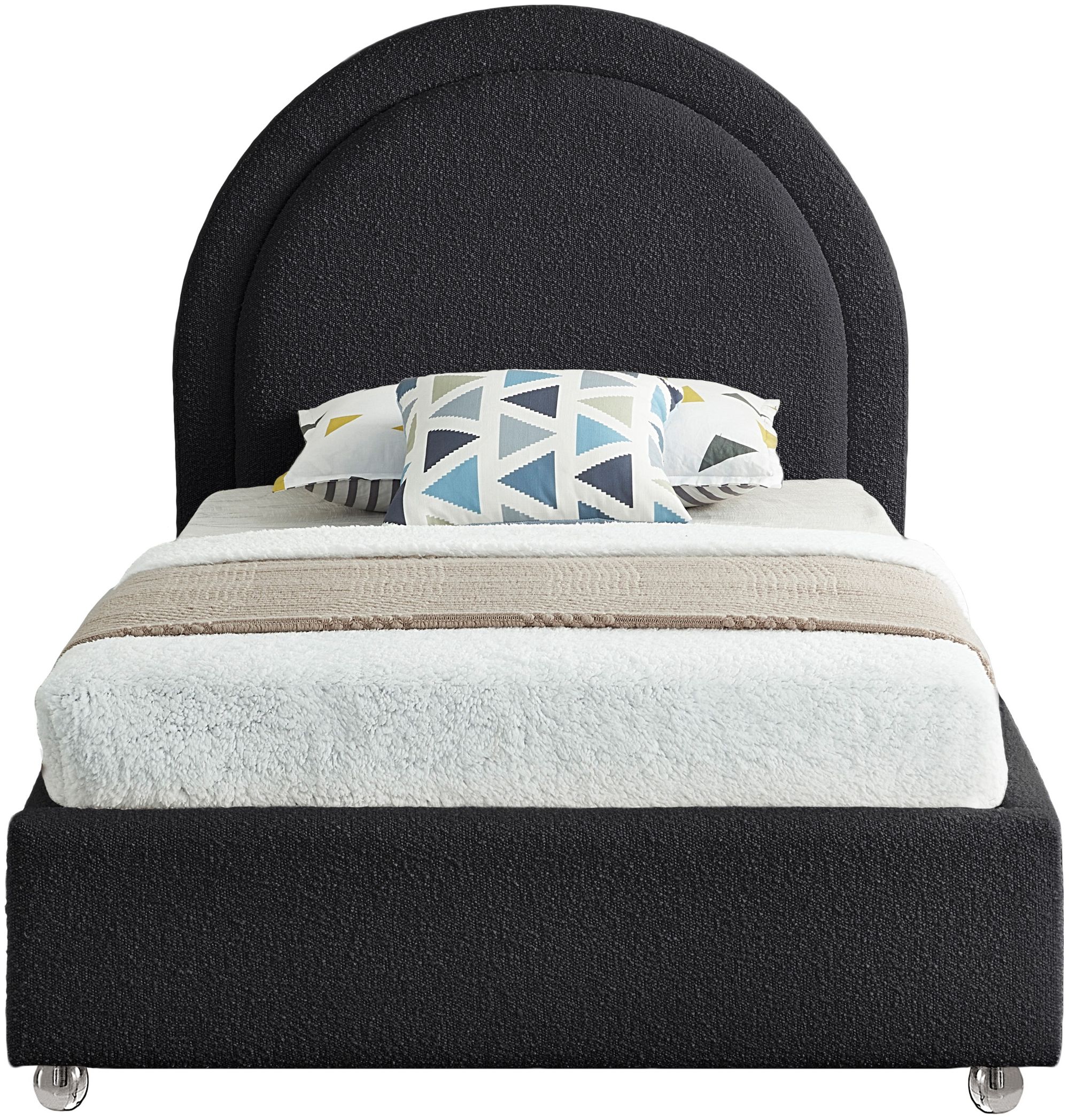 Milo Boucle Fabric Twin Size Bed
