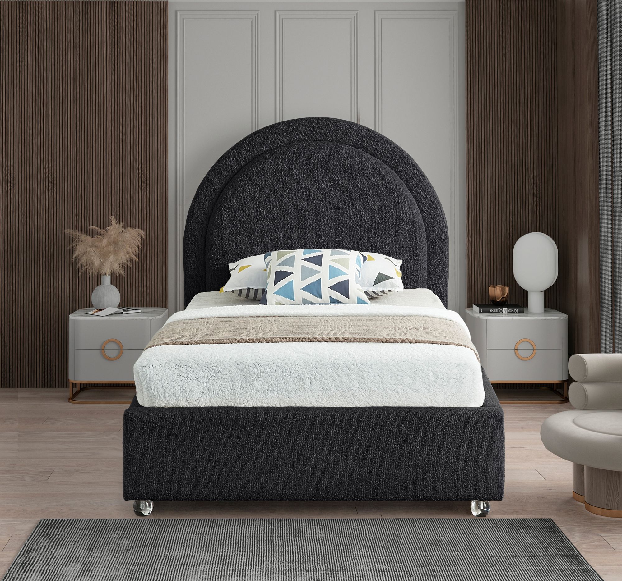 Milo Boucle Fabric Twin Size Bed