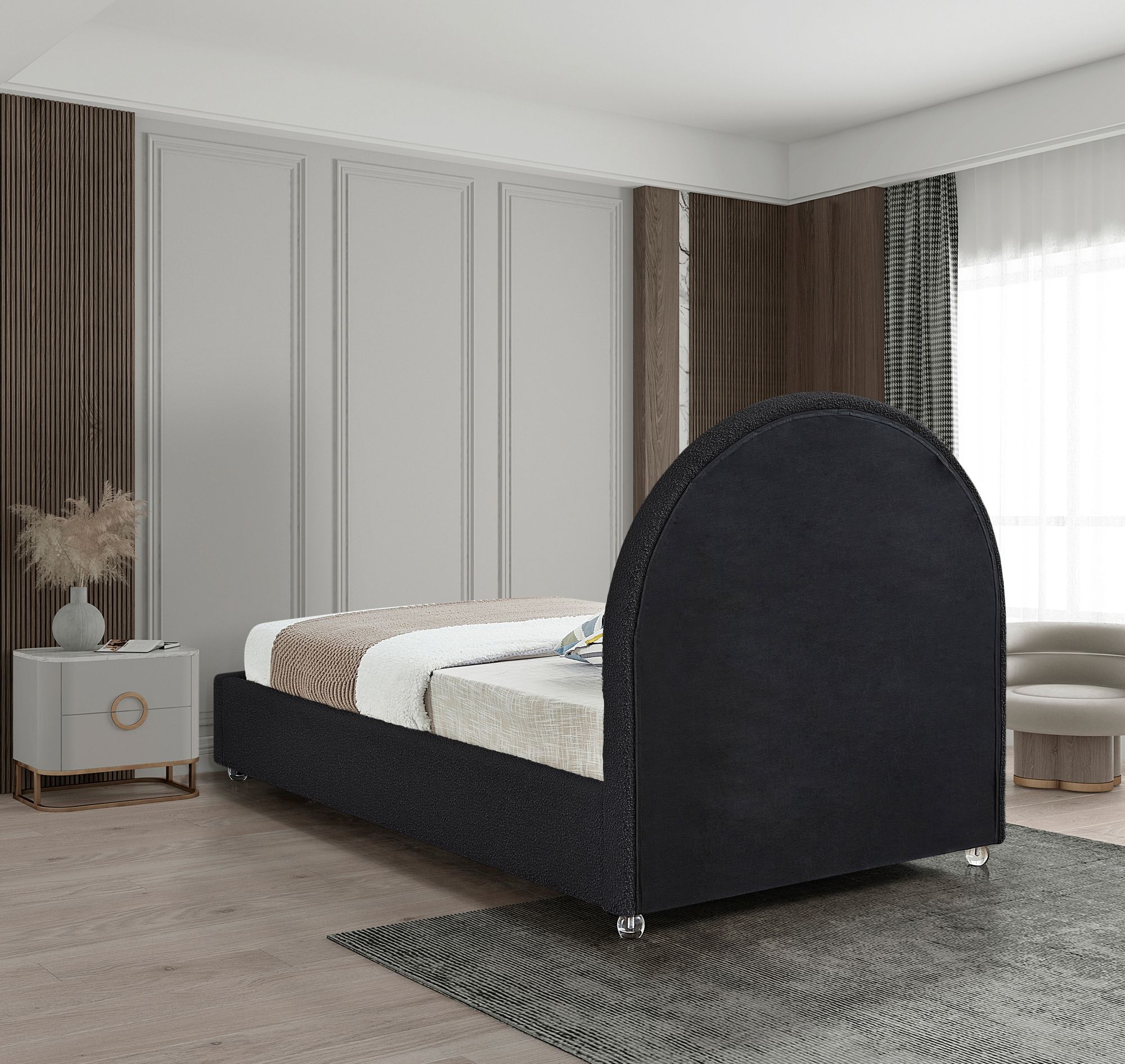 Milo Boucle Fabric Twin Size Bed