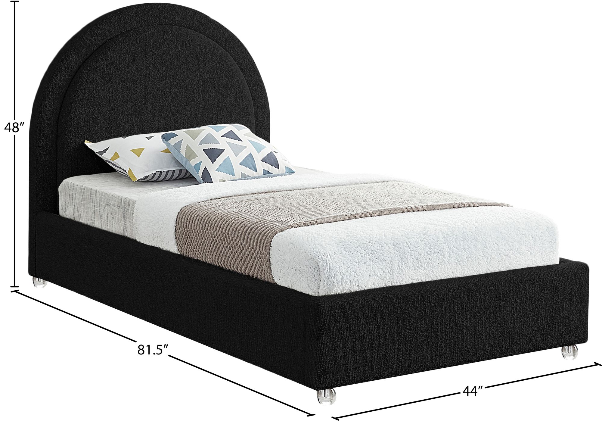 Milo Boucle Fabric Twin Size Bed