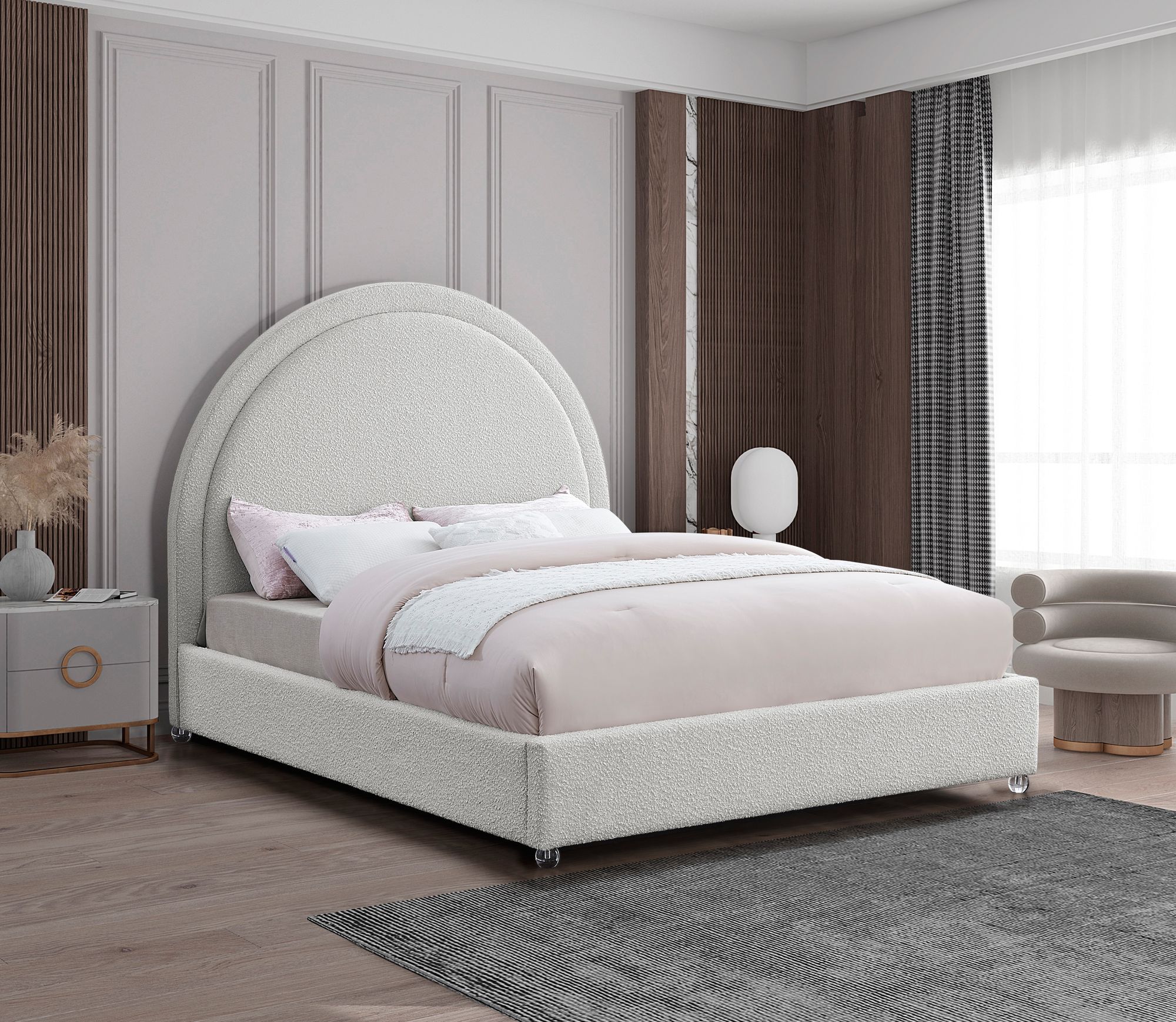 Milo Boucle Fabric King Size Bed
