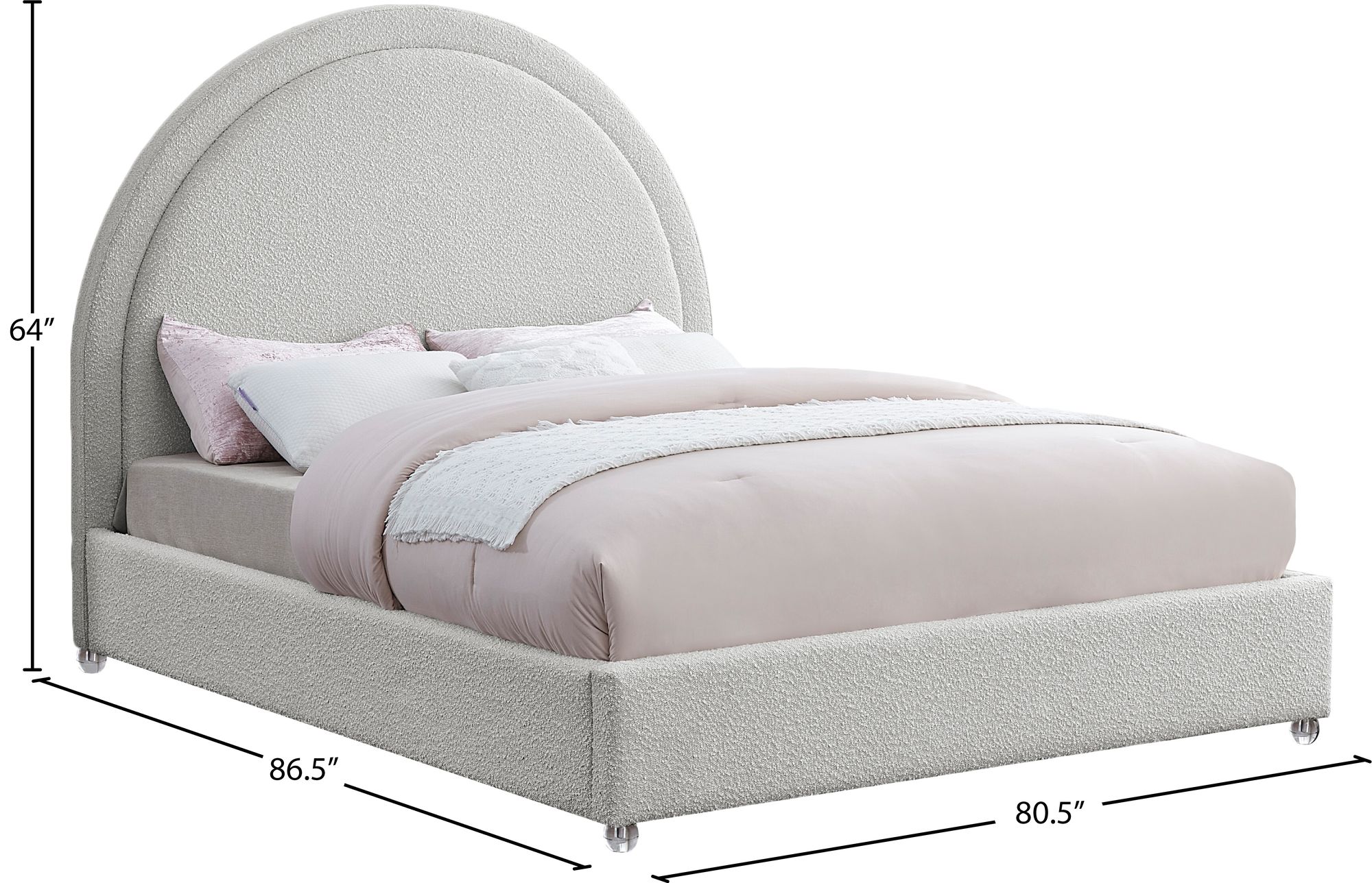 Milo Boucle Fabric King Size Bed