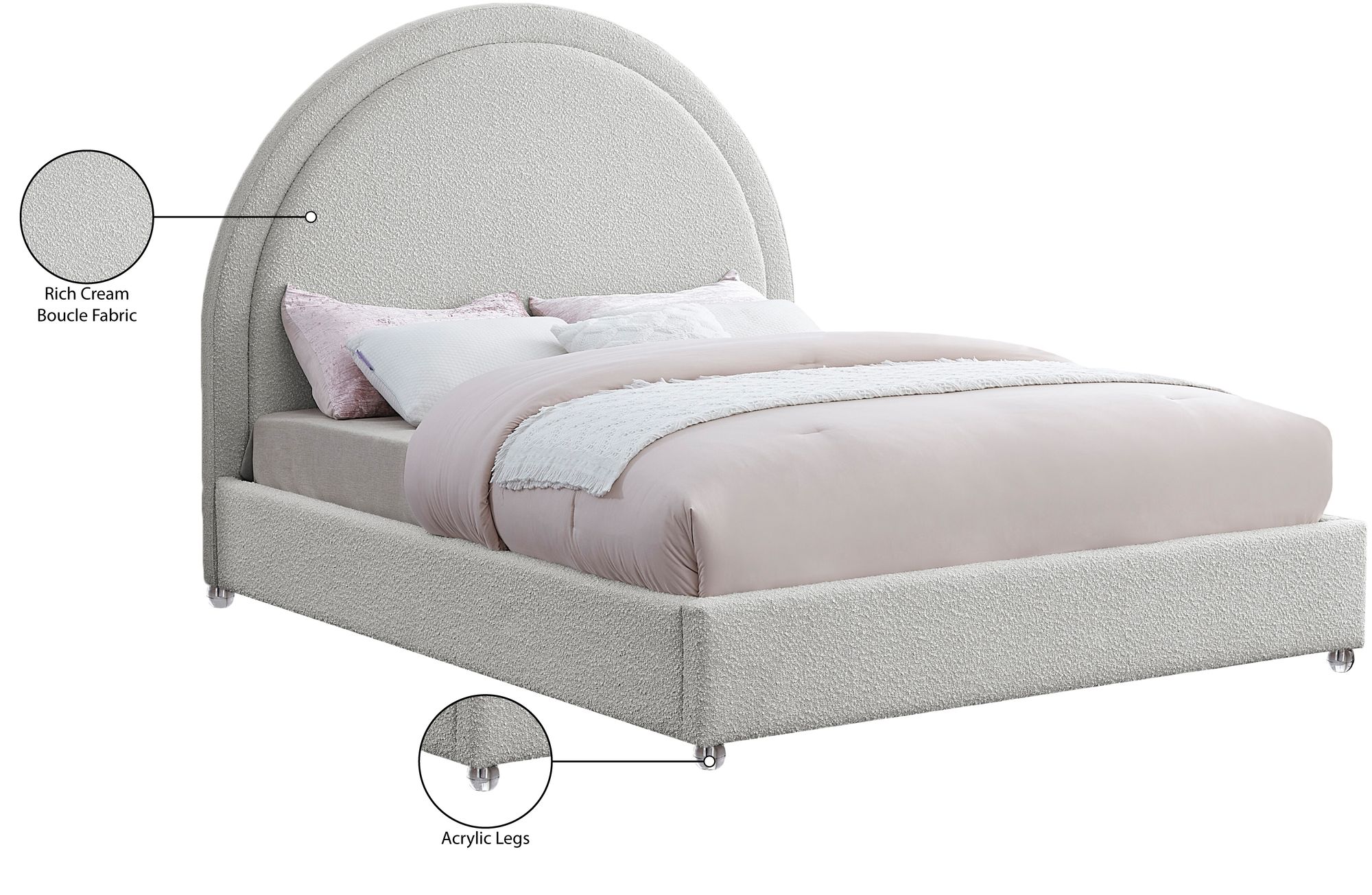Milo Boucle Fabric King Size Bed