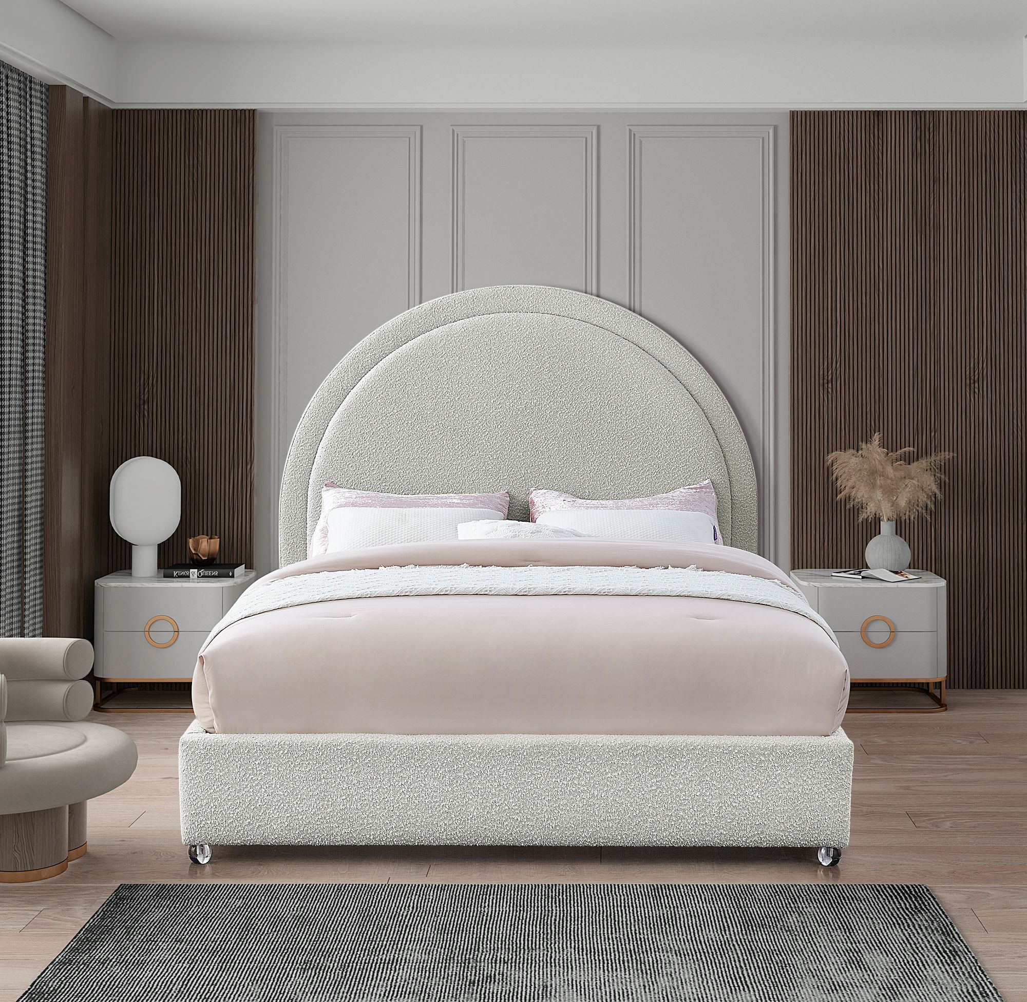 Milo Boucle Fabric Queen Size Bed