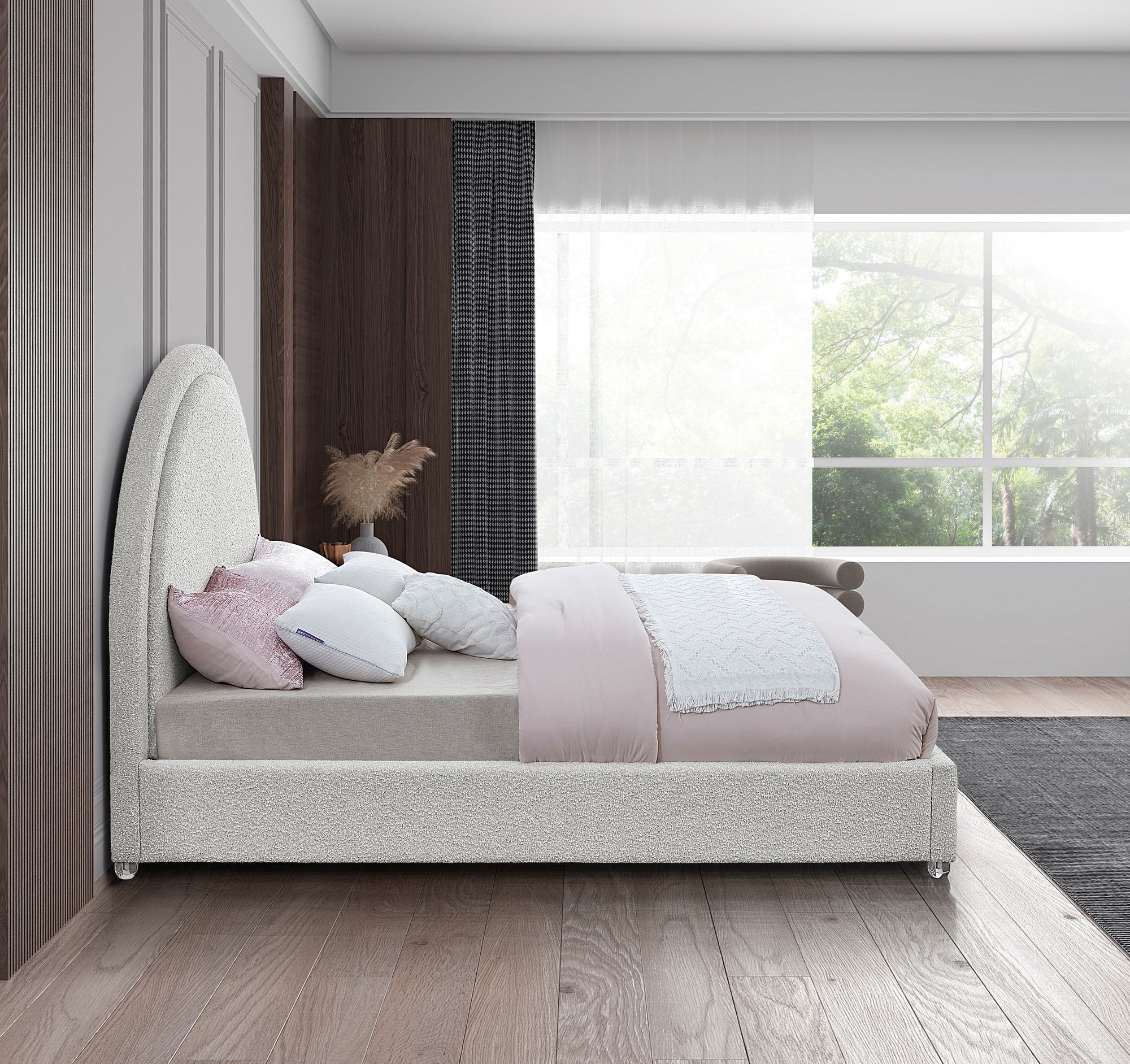 Milo Boucle Fabric Queen Size Bed