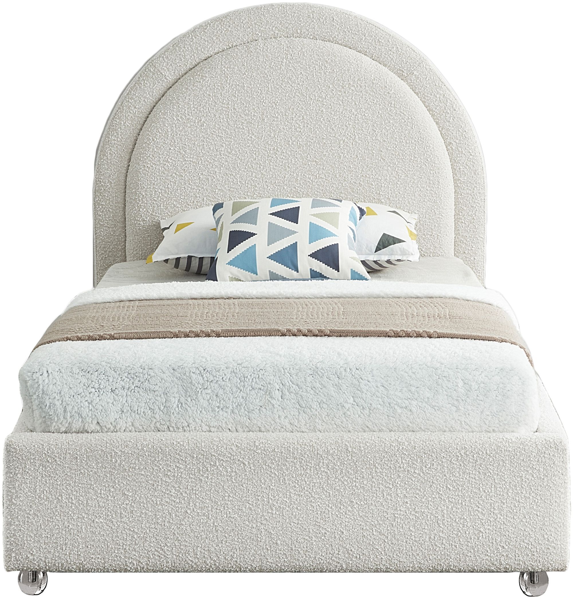Milo Boucle Fabric Twin Size Bed