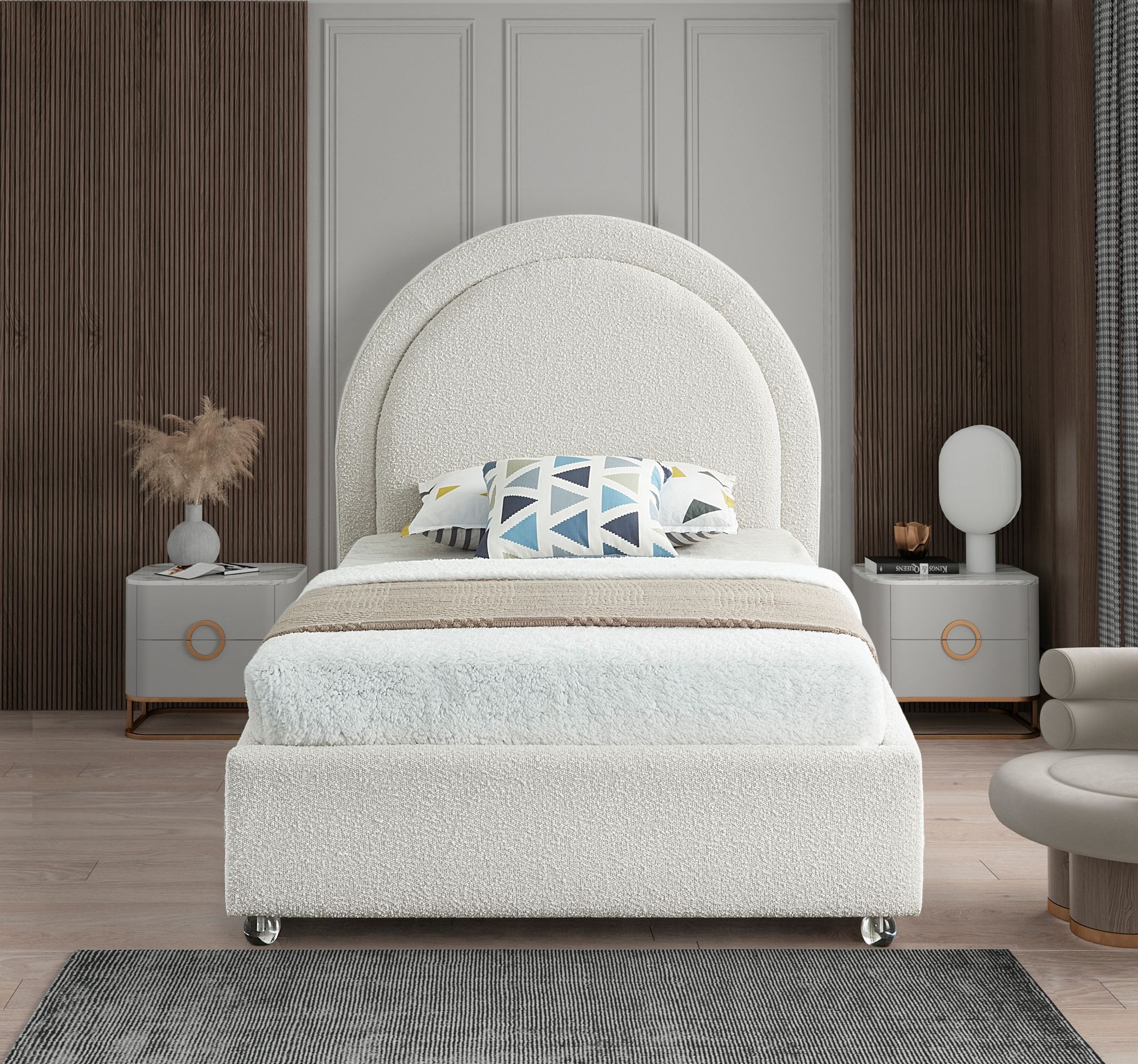 Milo Boucle Fabric Twin Size Bed