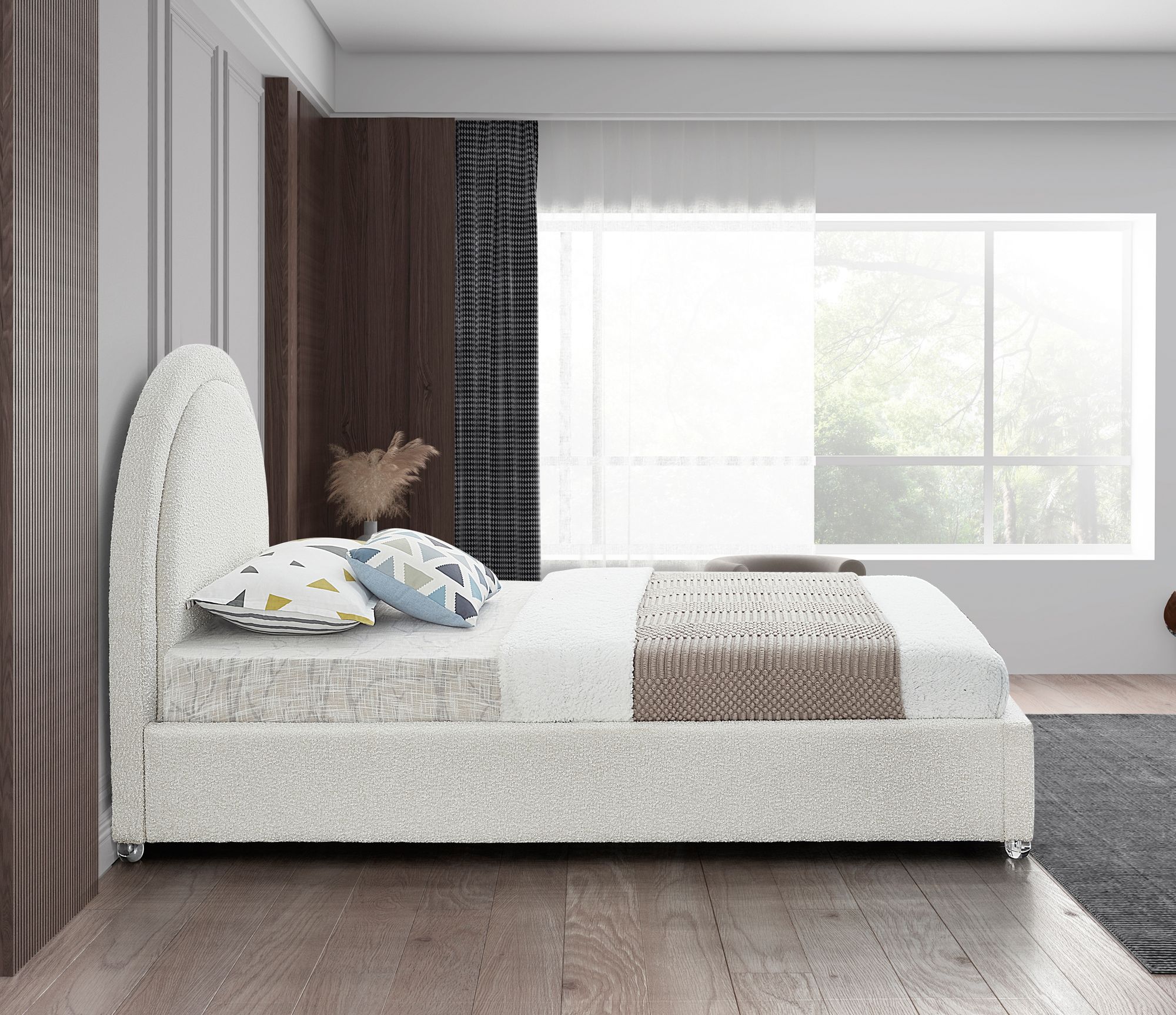 Milo Boucle Fabric Twin Size Bed