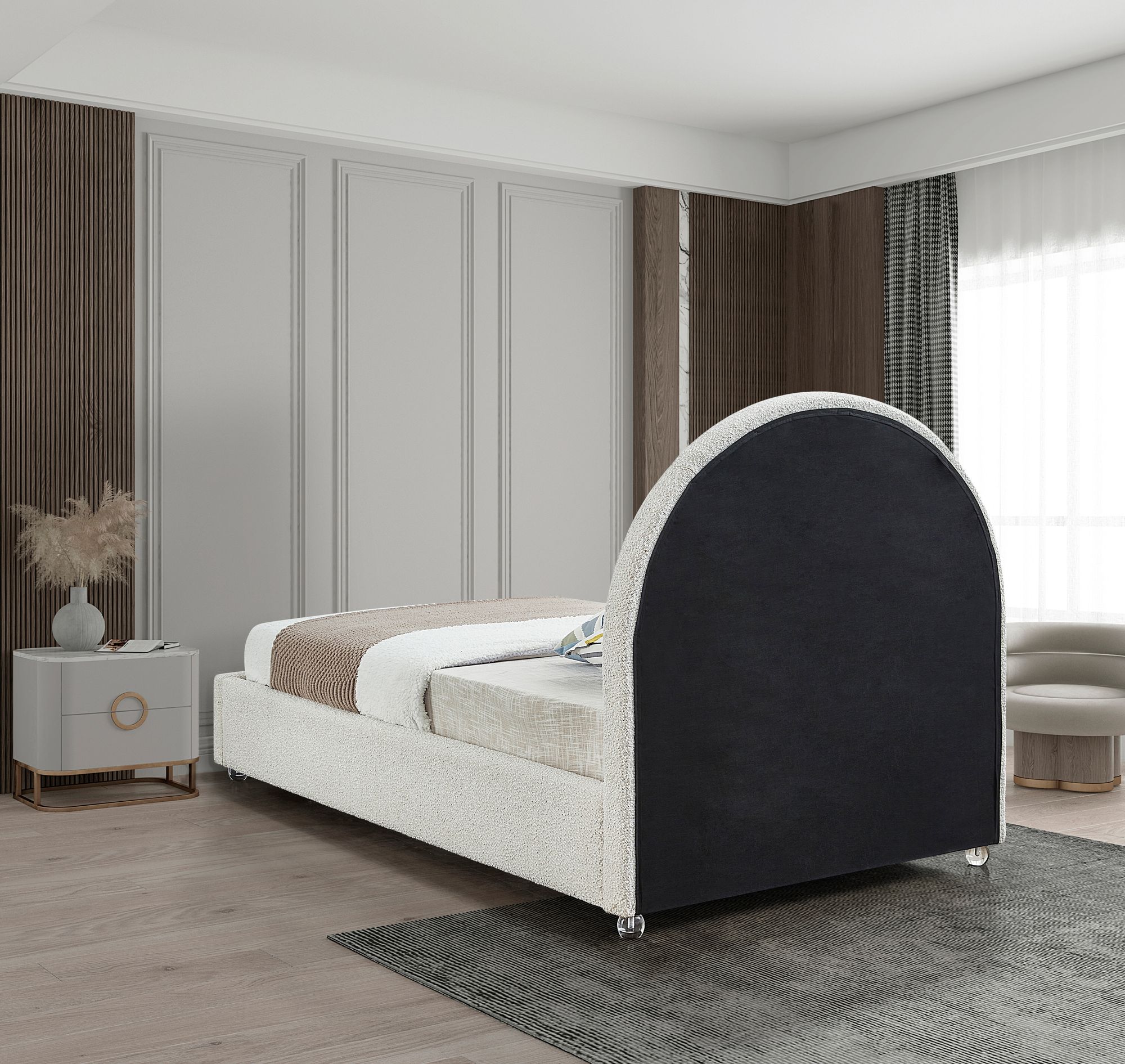 Milo Boucle Fabric Twin Size Bed