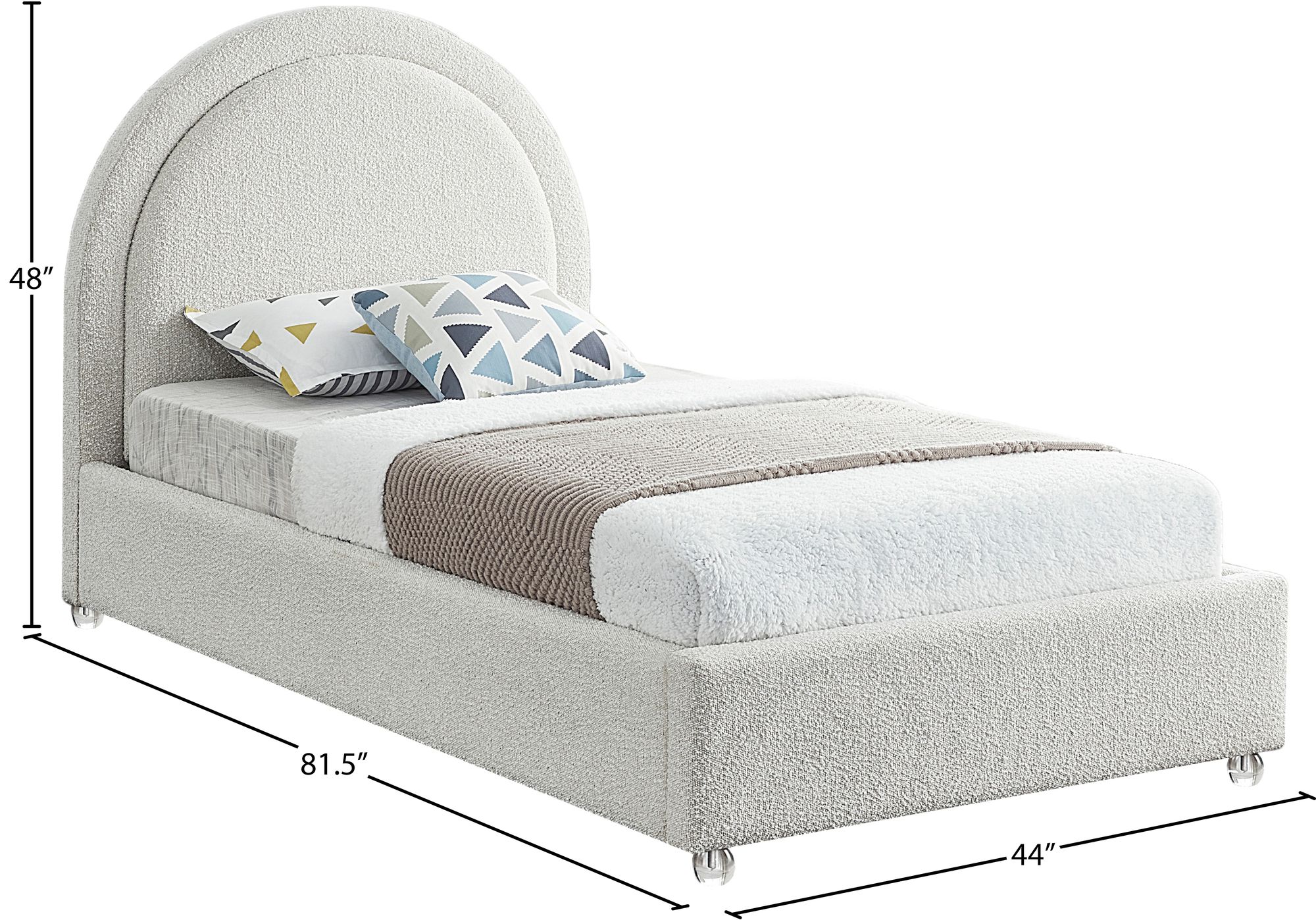 Milo Boucle Fabric Twin Size Bed