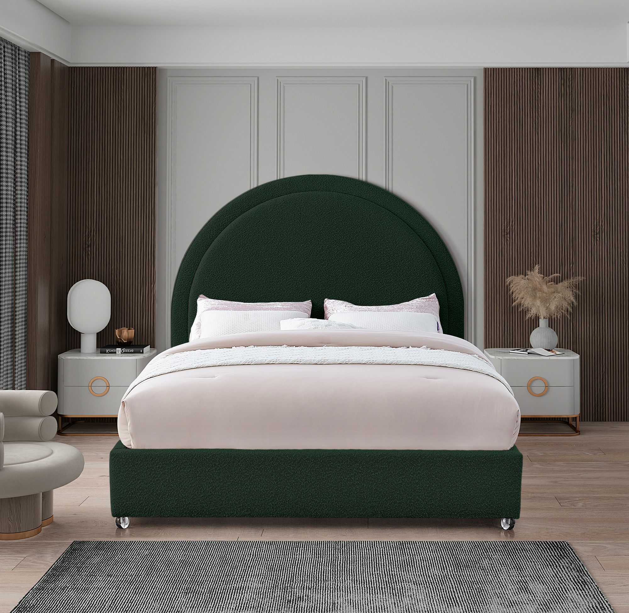 Milo Boucle Fabric King Size Bed
