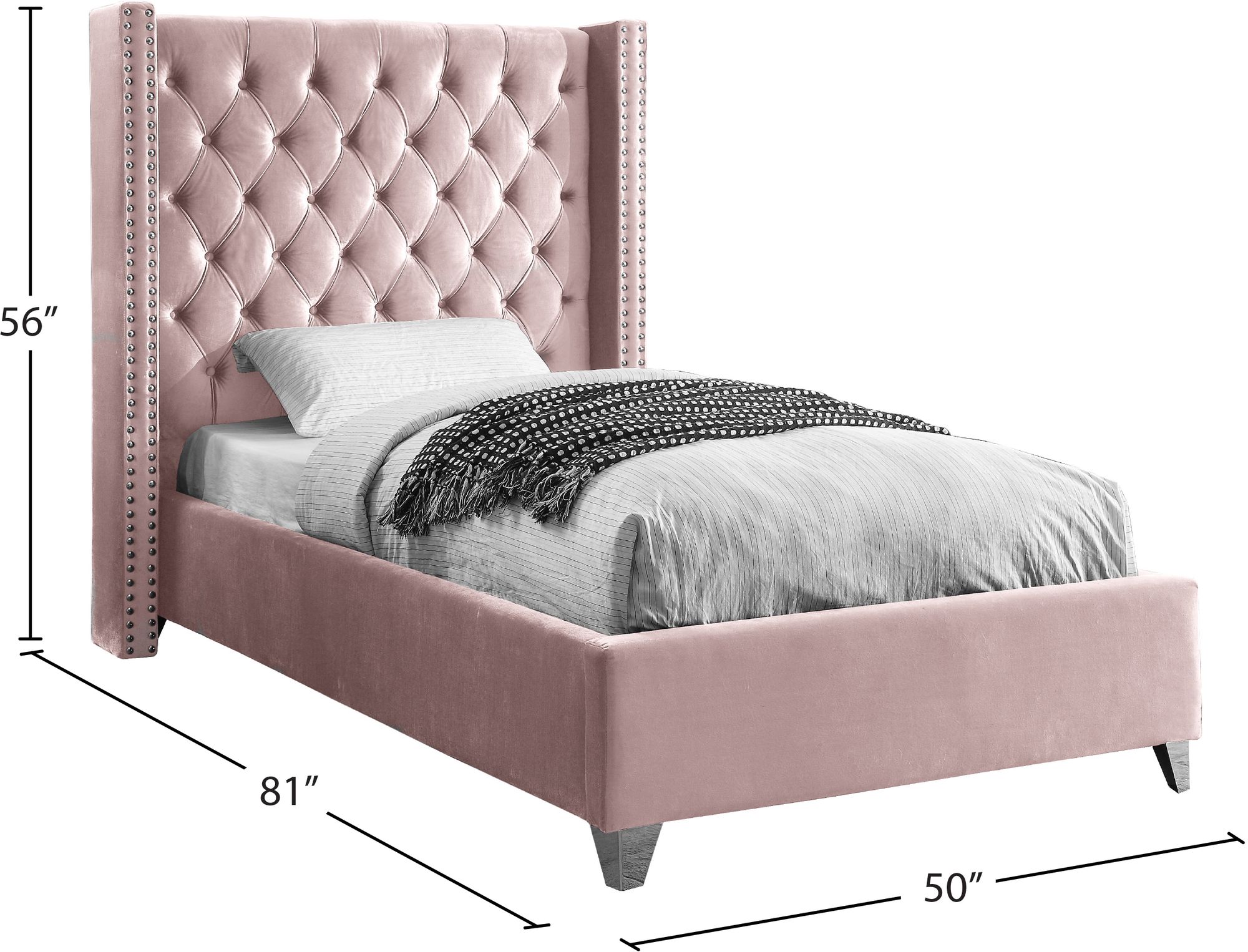 Aiden Velvet Twin Size Bed