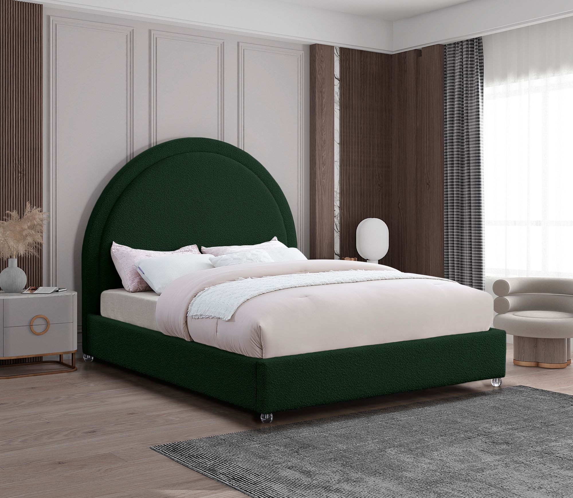 Milo Boucle Fabric Queen Size Bed