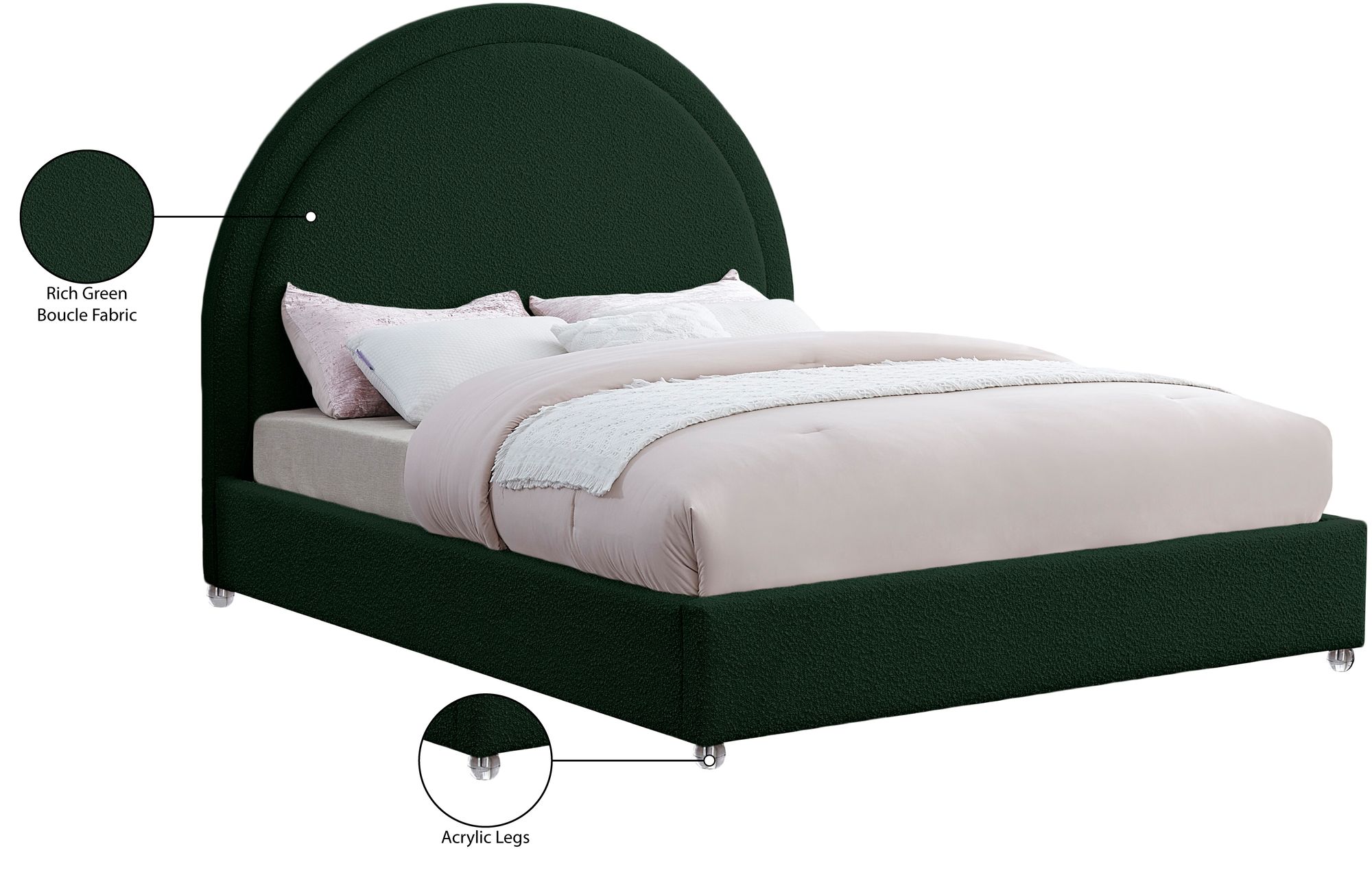Milo Boucle Fabric Queen Size Bed