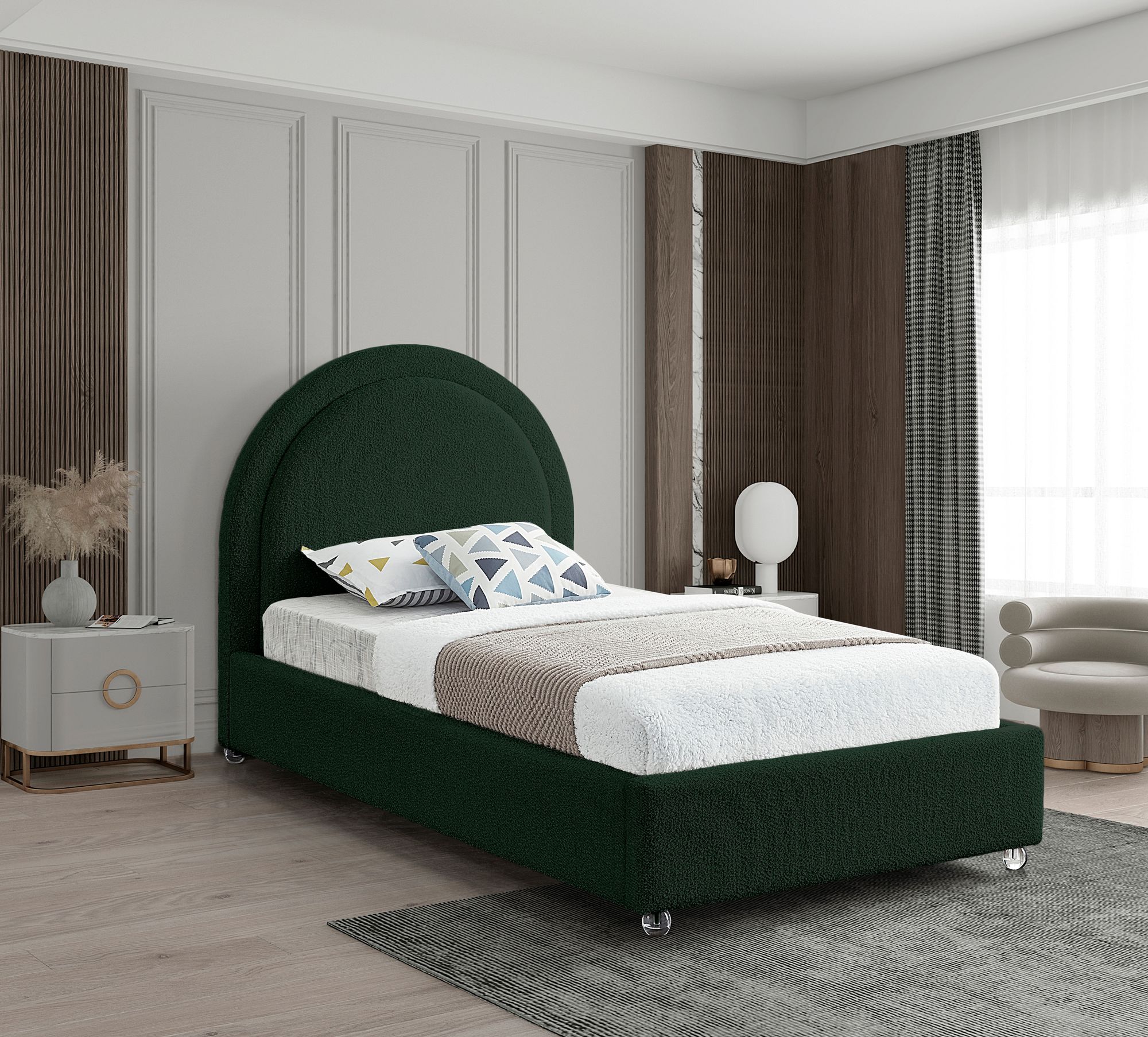 Milo Boucle Fabric Twin Size Bed