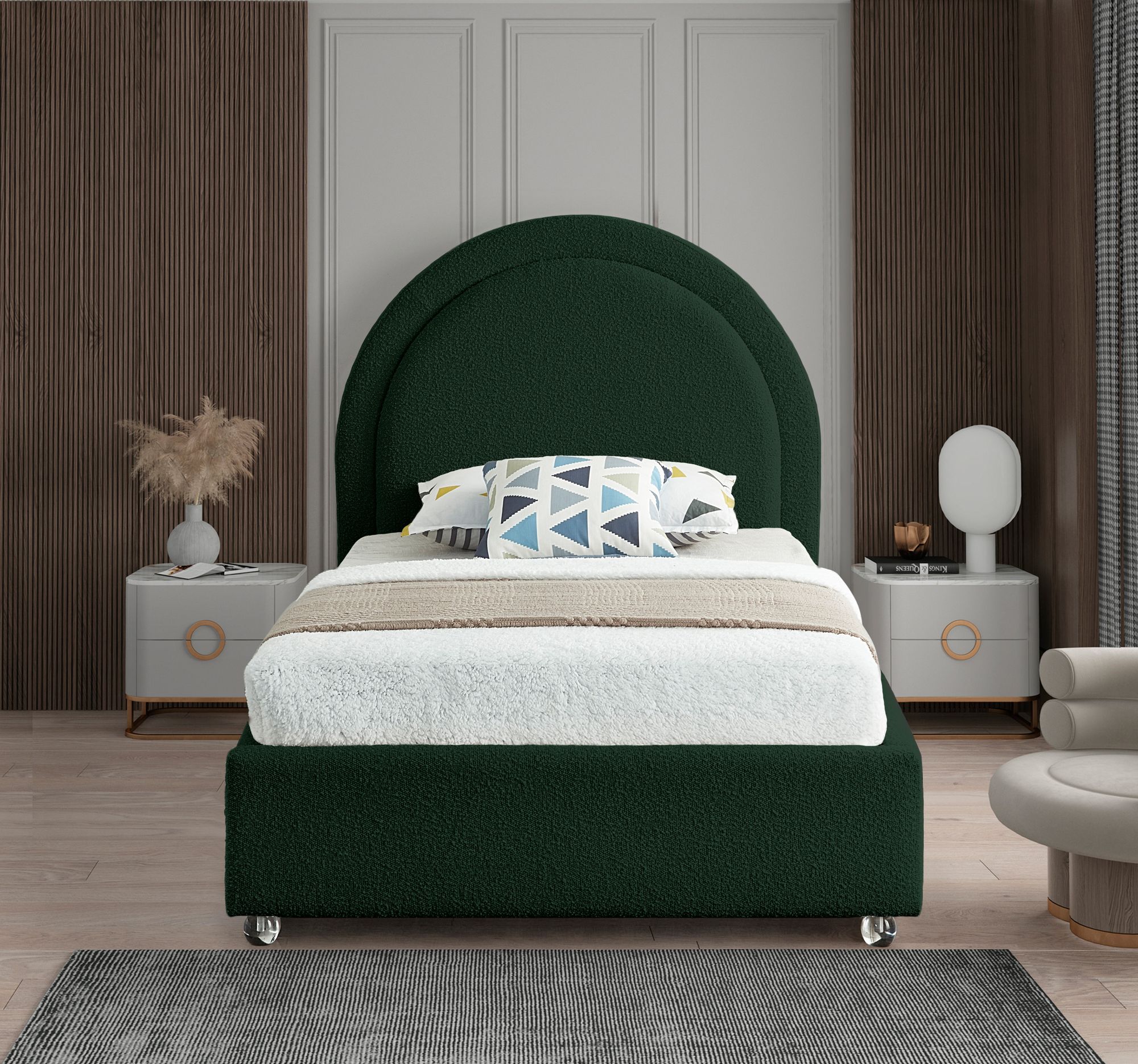 Milo Boucle Fabric Twin Size Bed